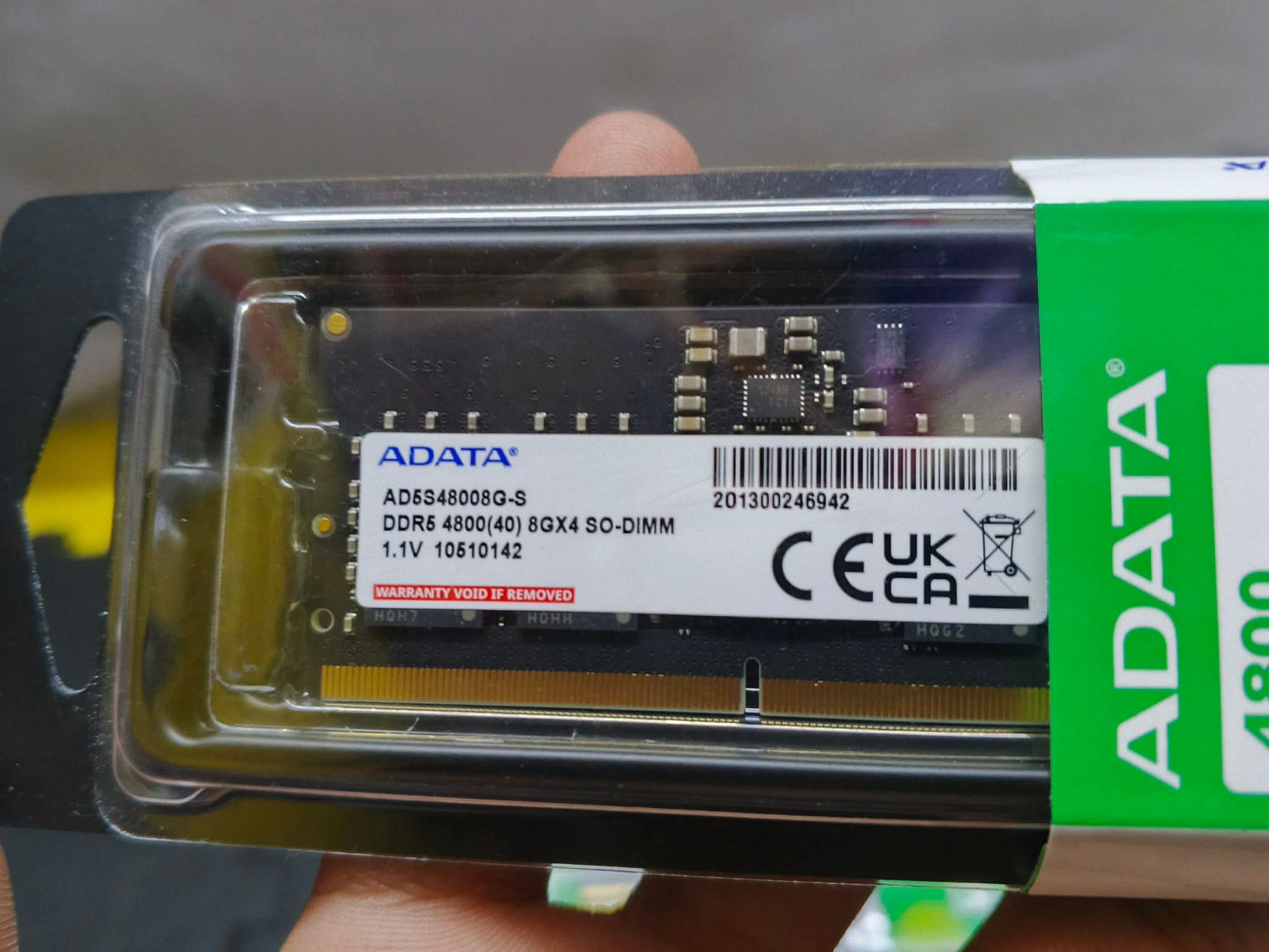 ADATA DDR5 4800 8GB SO-DIMM (Category: Computer Parts) located in Manila. Submitted by trvpspxt (Listing ID 1420267998, Image 1). Description: ADATA DDR5 8GB RAM 4800MHZ SODIMM SEALED 4K EACH TAKE ALL 7PCS AVAILABLE.