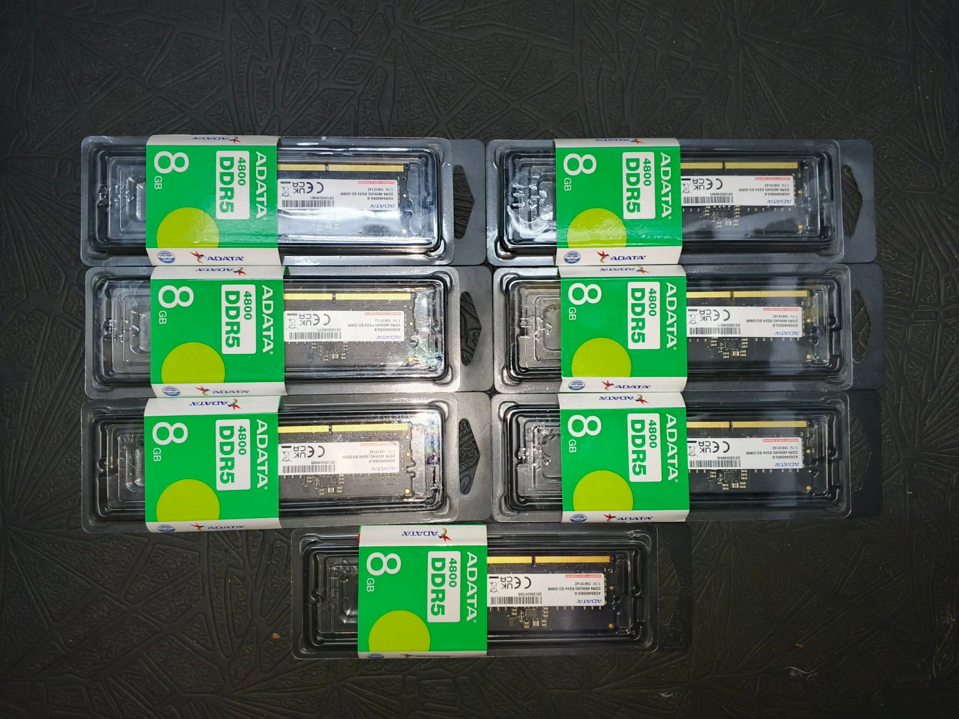 ADATA DDR5 4800 8GB SO-DIMM (Category: Computer Parts) located in Manila. Submitted by trvpspxt (Listing ID 1420267998, Image 2). Description: ADATA DDR5 8GB RAM 4800MHZ SODIMM SEALED 4K EACH TAKE ALL 7PCS AVAILABLE.