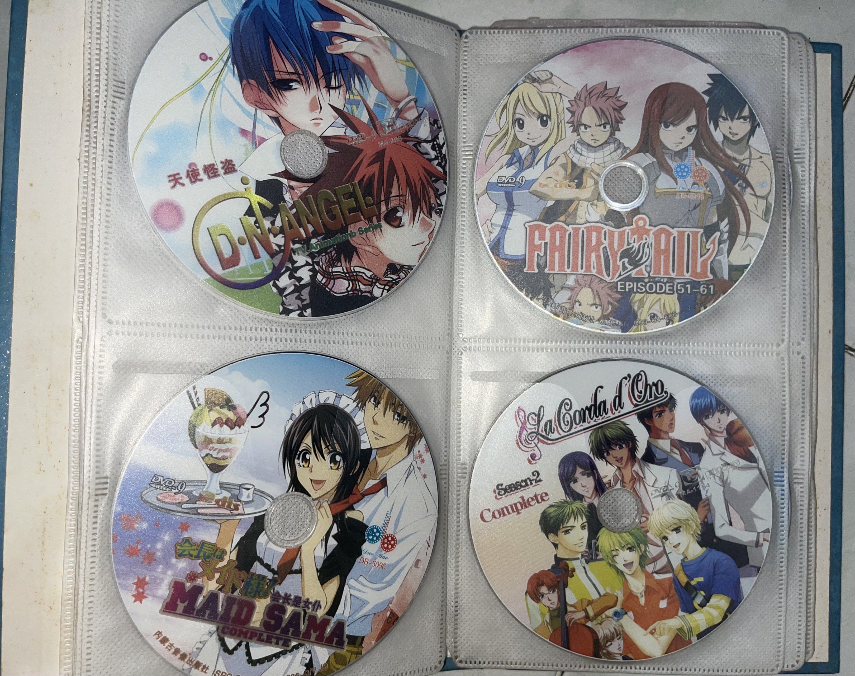 Anime DVD Collection (Category: CDs & DVDs) located in Quezon City. Submitted by ssellingpreloveditems (Listing ID 1420349066, Image 3). Description: Anime DVD collection featuring various titles such as Uta no Prince Sama, Lovely Complex, Hunter x Hunter, Vampire Knight, Clannad, and more. Includes titles like D-Angel, Fairy Tail, Maid Sama, and others. The collection is stored in a binder. Titles include: Kimi ni Todoke, Elfen Lied, Ouran High 
