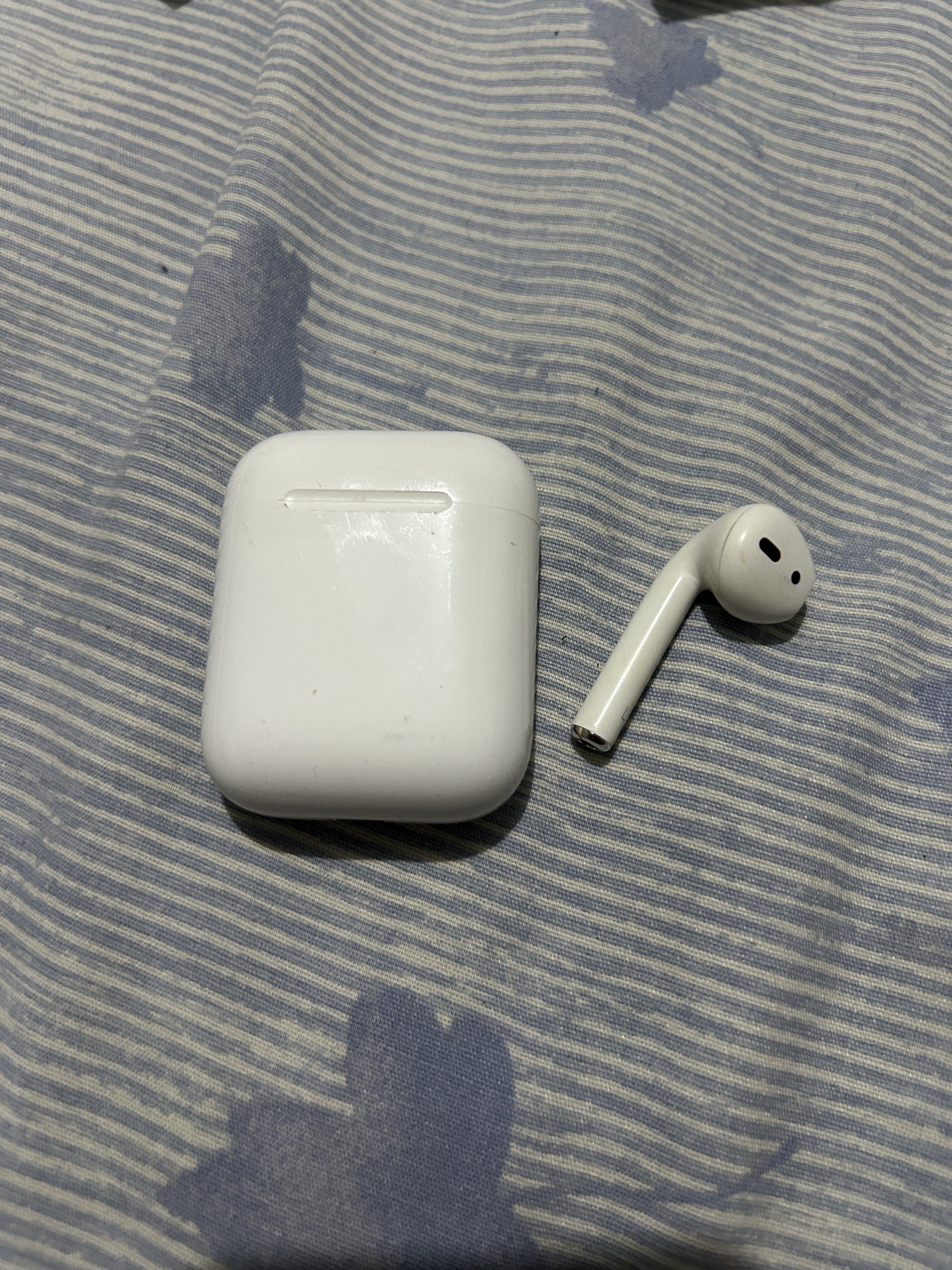 Apple AirPods with Charging Case (Category: Earphones) located in Marikina City. Submitted by talugh (Listing ID 1420293625, Image 1). Description: - Left Apple AirPods only - negotable - Comes with charging case, original box, and documentation - Authentic Apple product (xmas gift to me) - Free cases .