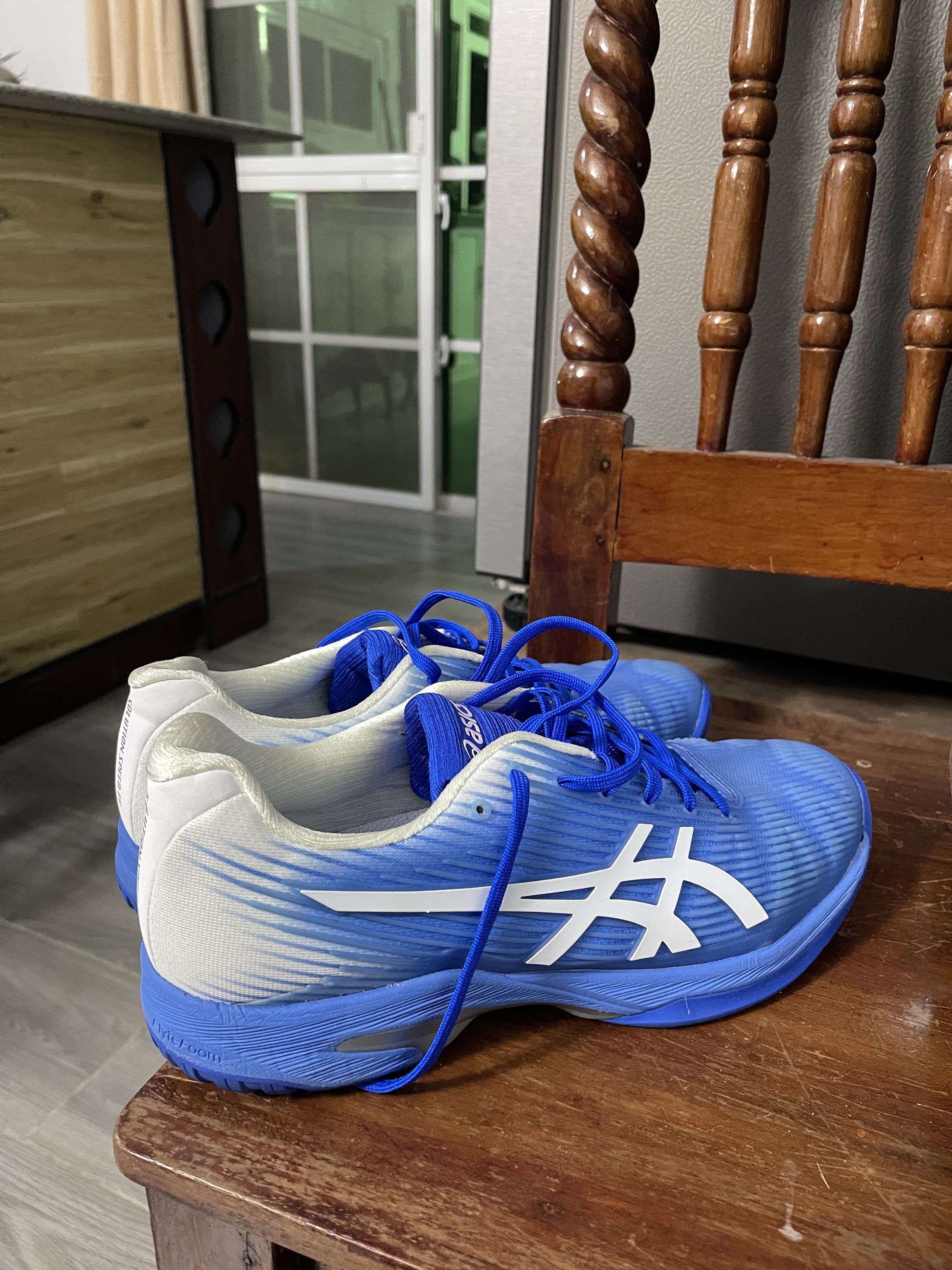 Asics Solution Speed FF 3 Blue Coast White Tennis (Category: Sneakers) located in Manila. Submitted by margbgtx (Listing ID 1420315801, Image 2). Description: - Size 44 - No box, lightly used MOP: BPI or Gcash.