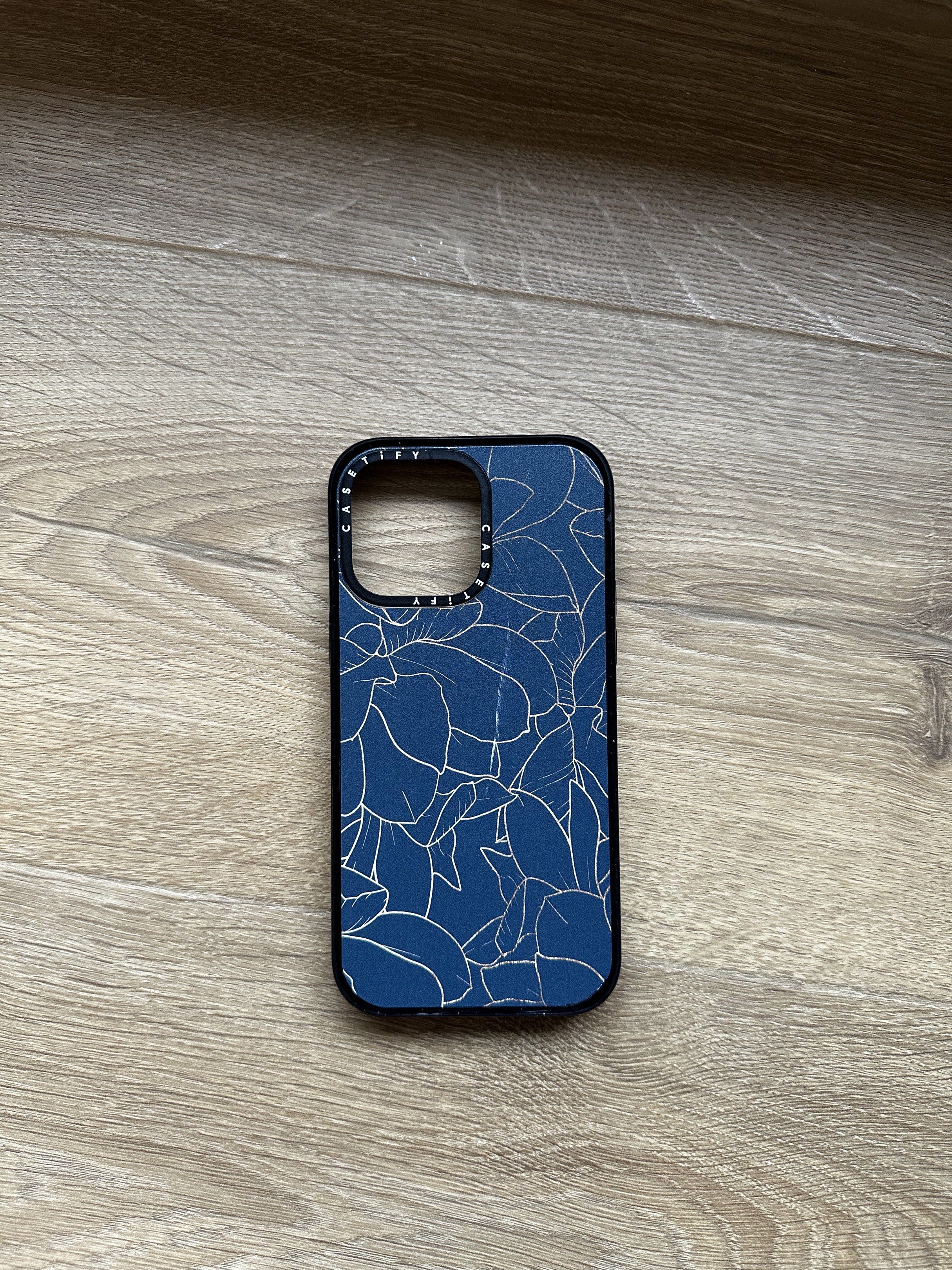 AUTHENTIC CASETiFY Impact Case for iPhone 14 Pro Max (Category: Cases & Sleeves) located in Cagayan de Oro. Submitted by destashingmama (Listing ID 1420164527, Image 1). Description: Design Name: Elegant mauve blue gold abstract floral pattern (not MagSafe compatible).