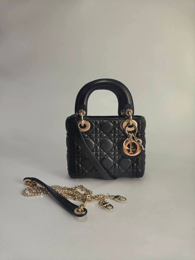 Authentic Christian Dior Lady Dior Black Mini Bag (Category: Tote Bags) located in Quezon City. Submitted by hollowwillow (Listing ID 1420199746, Image 1). Description: - Authentic Lady Dior mini bag - Color: Black - Iconic Cannage stitching - Gold-tone hardware - Detachable shoulder strap - Top handle - Includes dust bag, box ⚠️ STRICTLY PAYMENT FIRST ⚠️ NO MEET UP, NO PICK UP ⚠️ If in doubt, please buy somewhere else For same day delivery via l