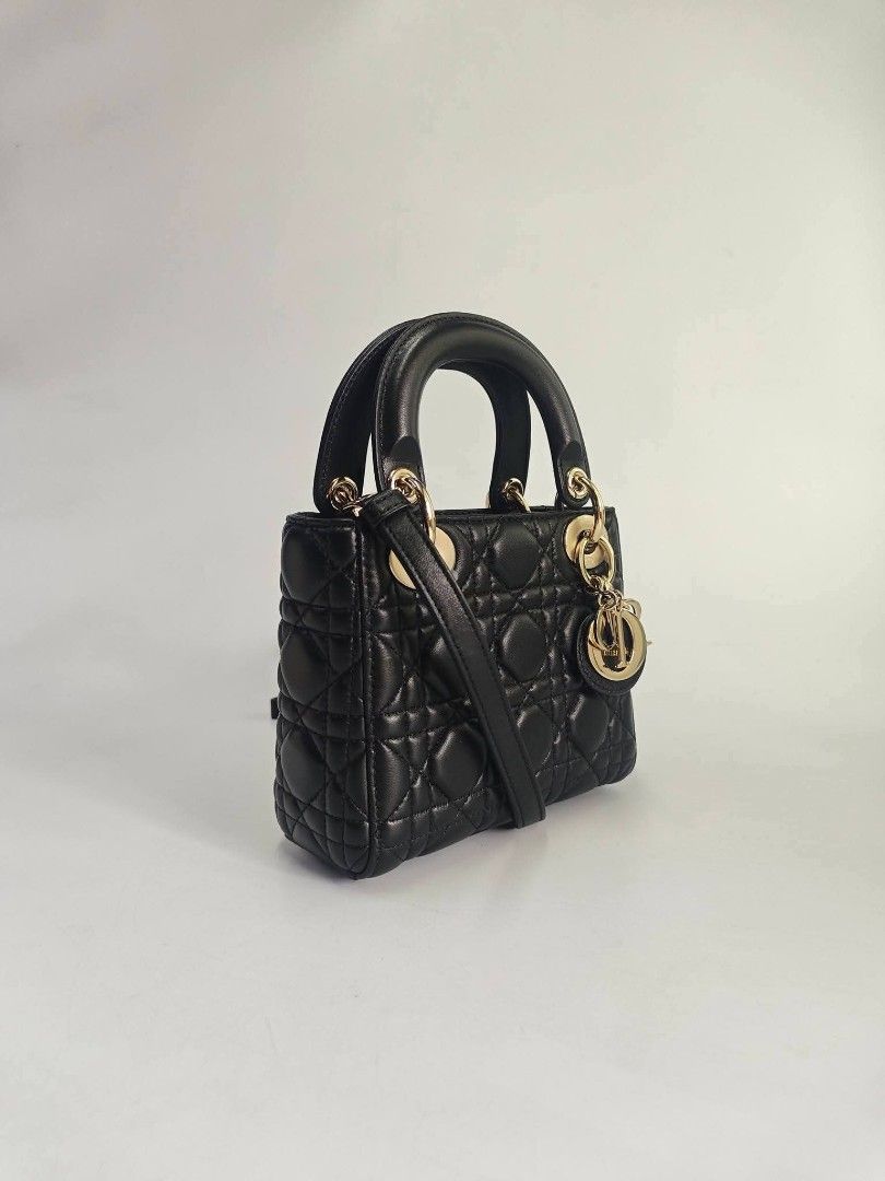 Authentic Christian Dior Lady Dior Black Mini Bag (Category: Tote Bags) located in Quezon City. Submitted by hollowwillow (Listing ID 1420199746, Image 2). Description: - Authentic Lady Dior mini bag - Color: Black - Iconic Cannage stitching - Gold-tone hardware - Detachable shoulder strap - Top handle - Includes dust bag, box ⚠️ STRICTLY PAYMENT FIRST ⚠️ NO MEET UP, NO PICK UP ⚠️ If in doubt, please buy somewhere else For same day delivery via l