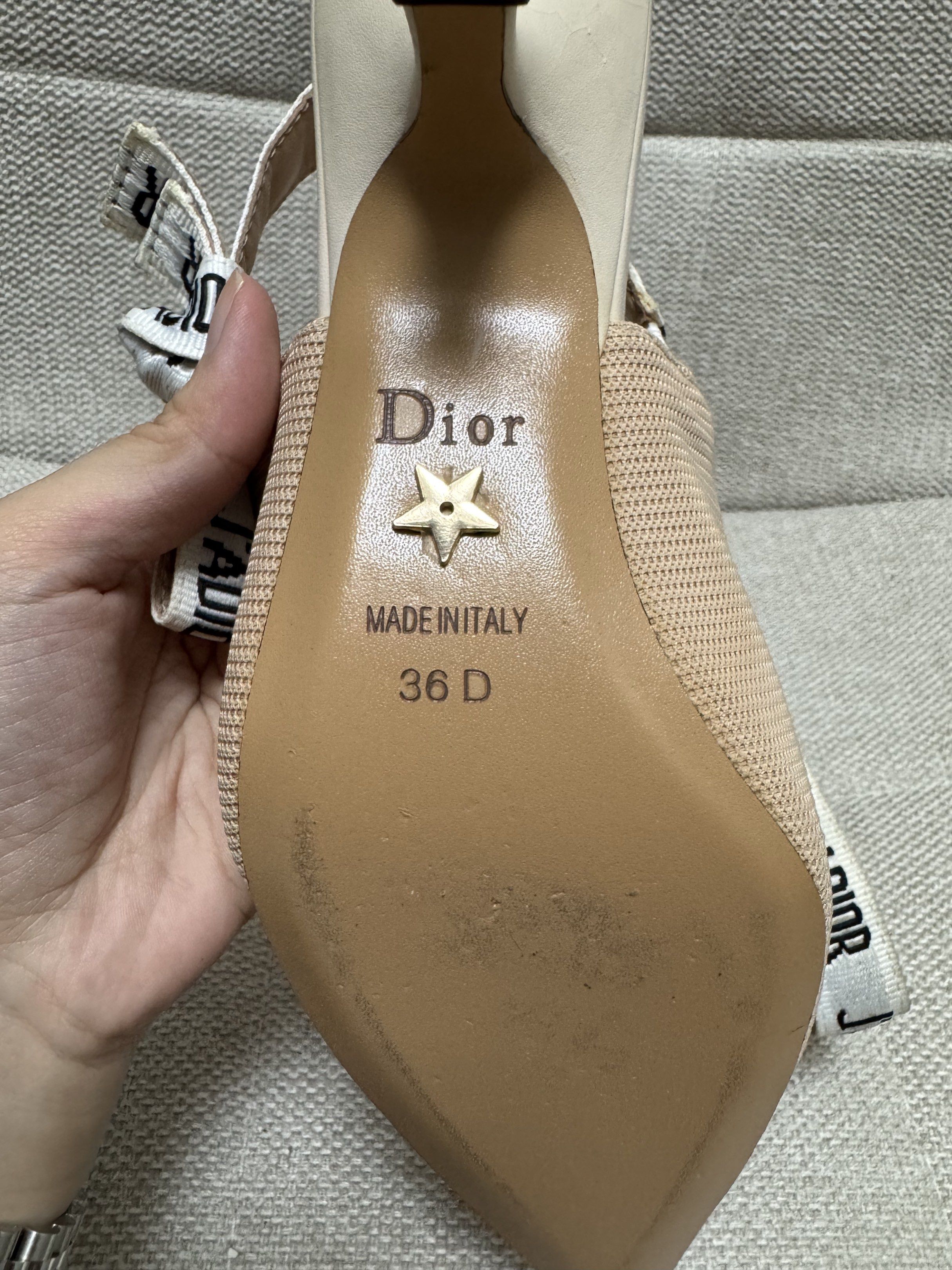 Christian Dior J'Adior Slingback Heels (Category: Heels) located in Davao. Submitted by decluttering.dvo (Listing ID 1420232013, Image 2). Description: - Christian Dior J'Adior slingback heels - Beige mesh upper (technical fabric) - Pointed toe design - Size 36 D - Made in Italy - Christian Dior Paris logo on insole - Only used indoors, as you can see sole is in great condition - Authenticity not guaranteed, you may self authenticate. Given the p