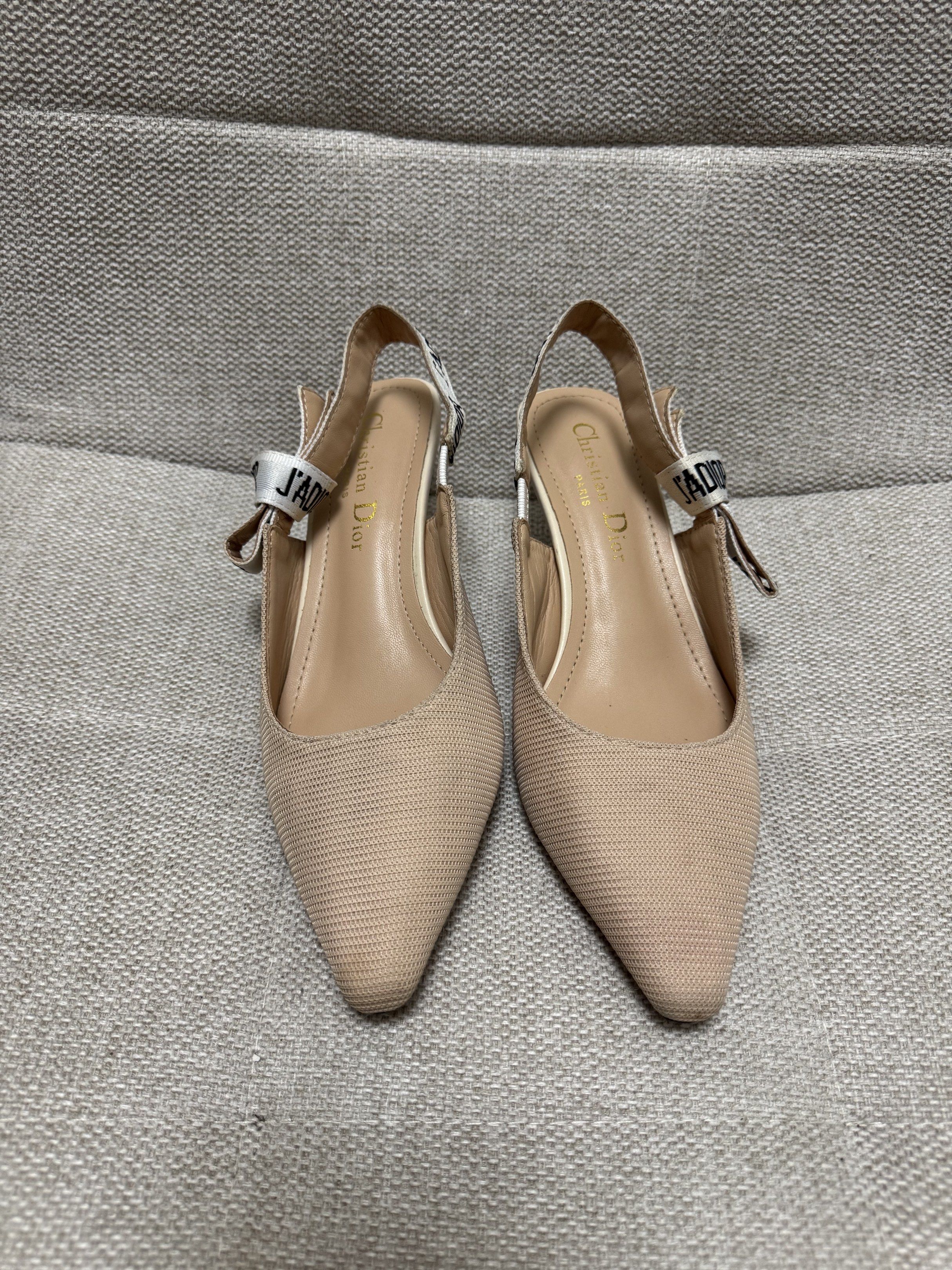 Christian Dior J'Adior Slingback Heels (Category: Heels) located in Davao. Submitted by decluttering.dvo (Listing ID 1420232013, Image 1). Description: - Christian Dior J'Adior slingback heels - Beige mesh upper (technical fabric) - Pointed toe design - Size 36 D - Made in Italy - Christian Dior Paris logo on insole - Only used indoors, as you can see sole is in great condition - Authenticity not guaranteed, you may self authenticate. Given the p