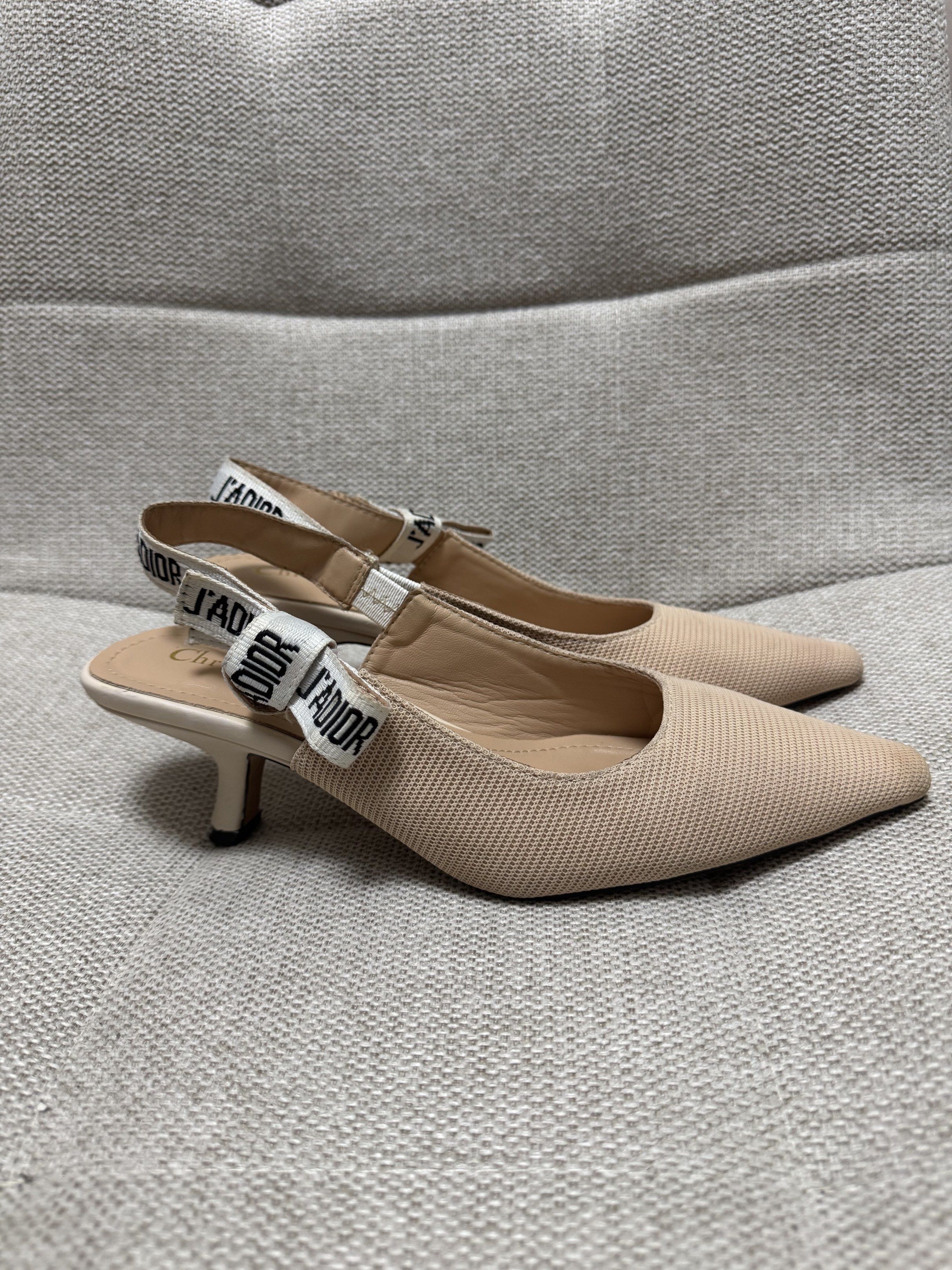 Christian Dior J'Adior Slingback Heels (Category: Heels) located in Davao. Submitted by decluttering.dvo (Listing ID 1420232013, Image 3). Description: - Christian Dior J'Adior slingback heels - Beige mesh upper (technical fabric) - Pointed toe design - Size 36 D - Made in Italy - Christian Dior Paris logo on insole - Only used indoors, as you can see sole is in great condition - Authenticity not guaranteed, you may self authenticate. Given the p