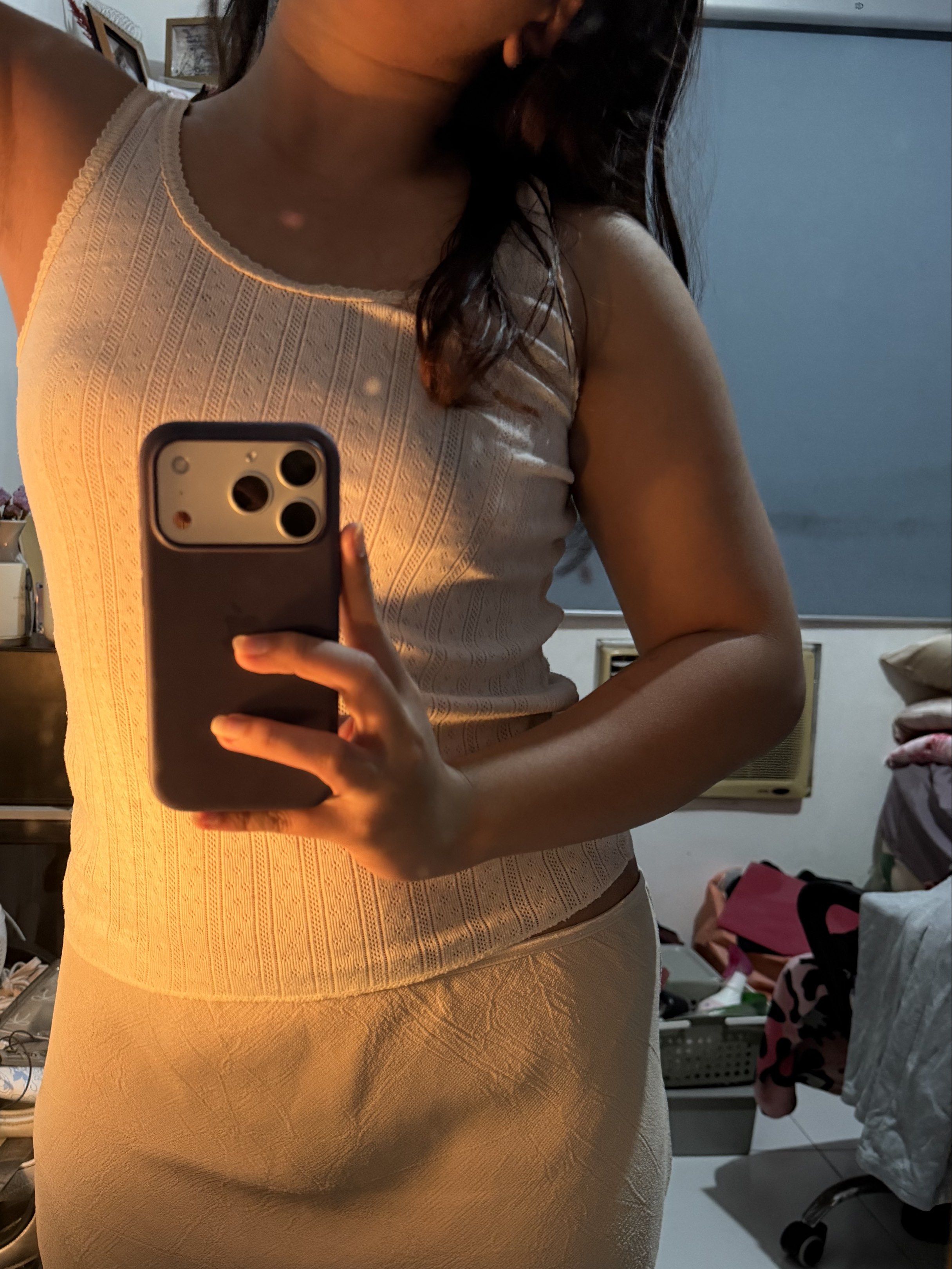 Dainty Cream Ribbed Tank Top (Category: Sleeveless) located in Lipa City. Submitted by xynami (Listing ID 1420295663, Image 3). Description: zoom for the details! .