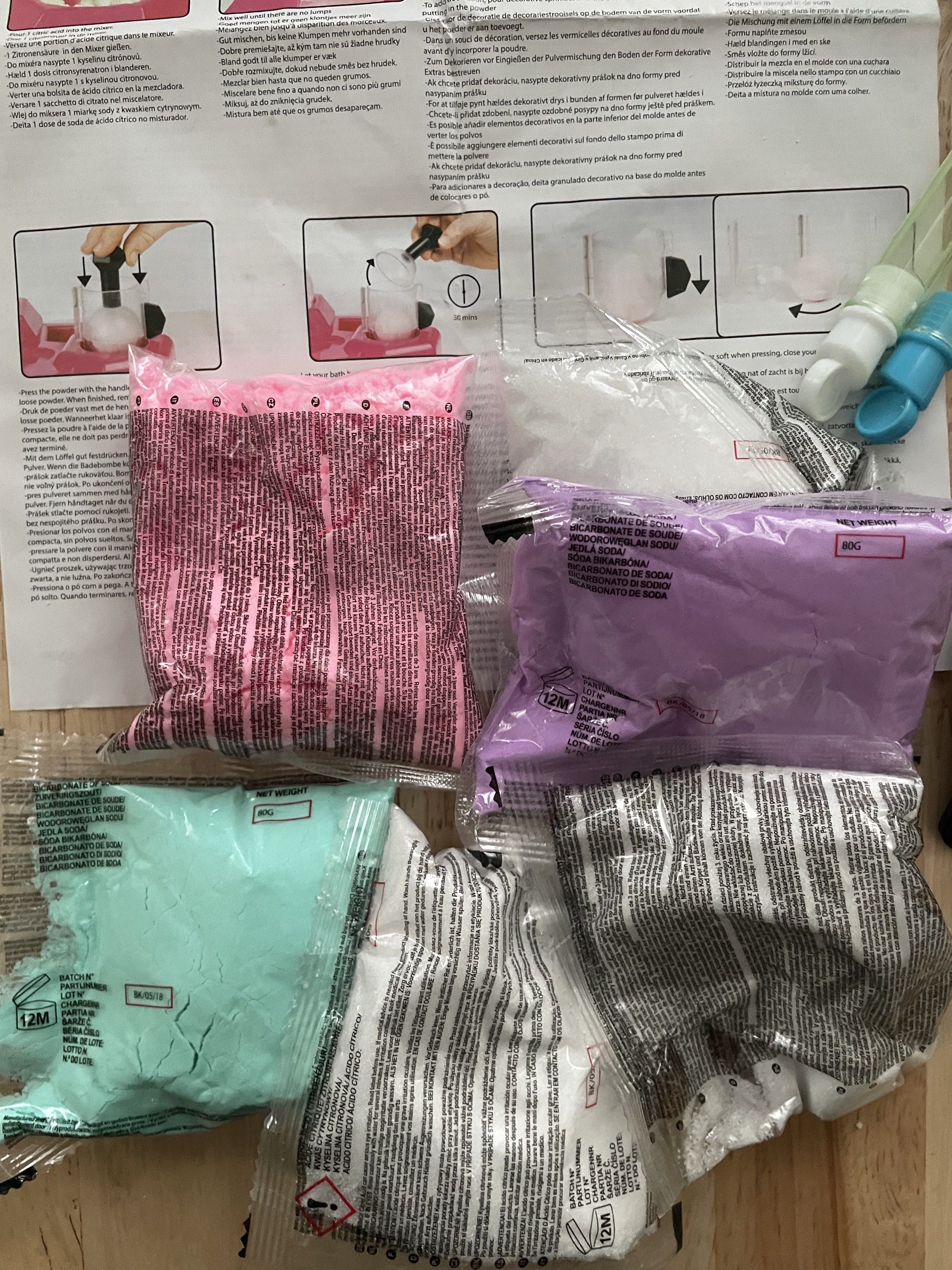 DIY Bath Bomb Creator Kit (Category: Bath) located in Quezon City. Submitted by shopgood_mnl (Listing ID 1420176074, Image 2). Description: - DIY Bath Bomb Kit! - Includes: Colored powders, confetti, molds, and tools. - Easy-to-follow instructions. - Perfect for a fun activity or a unique gift. - Make bath time more enjoyable!.