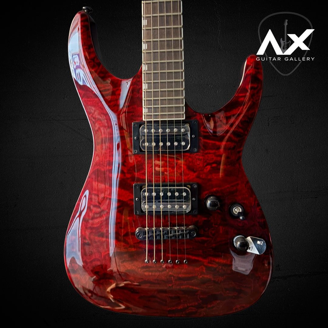 ESP LTD MH-200QM NT Electric Guitar (Category: Musical Instruments) located in Binmaley. Submitted by axguitargallery (Listing ID 1420227400, Image 1). Description: BRAND NEW ESP LTD MH-200QM NT The LTD MH-200QM NT blends the ESP Horizon’s arched top with the M Series edge—finished in a stunning See Thru Black Cherry quilted maple top. 🎸 Mahogany body + maple neck 🎸 24 extra-jumbo frets on rosewood fingerboard 🎸 ESP Designed pickups for punch 