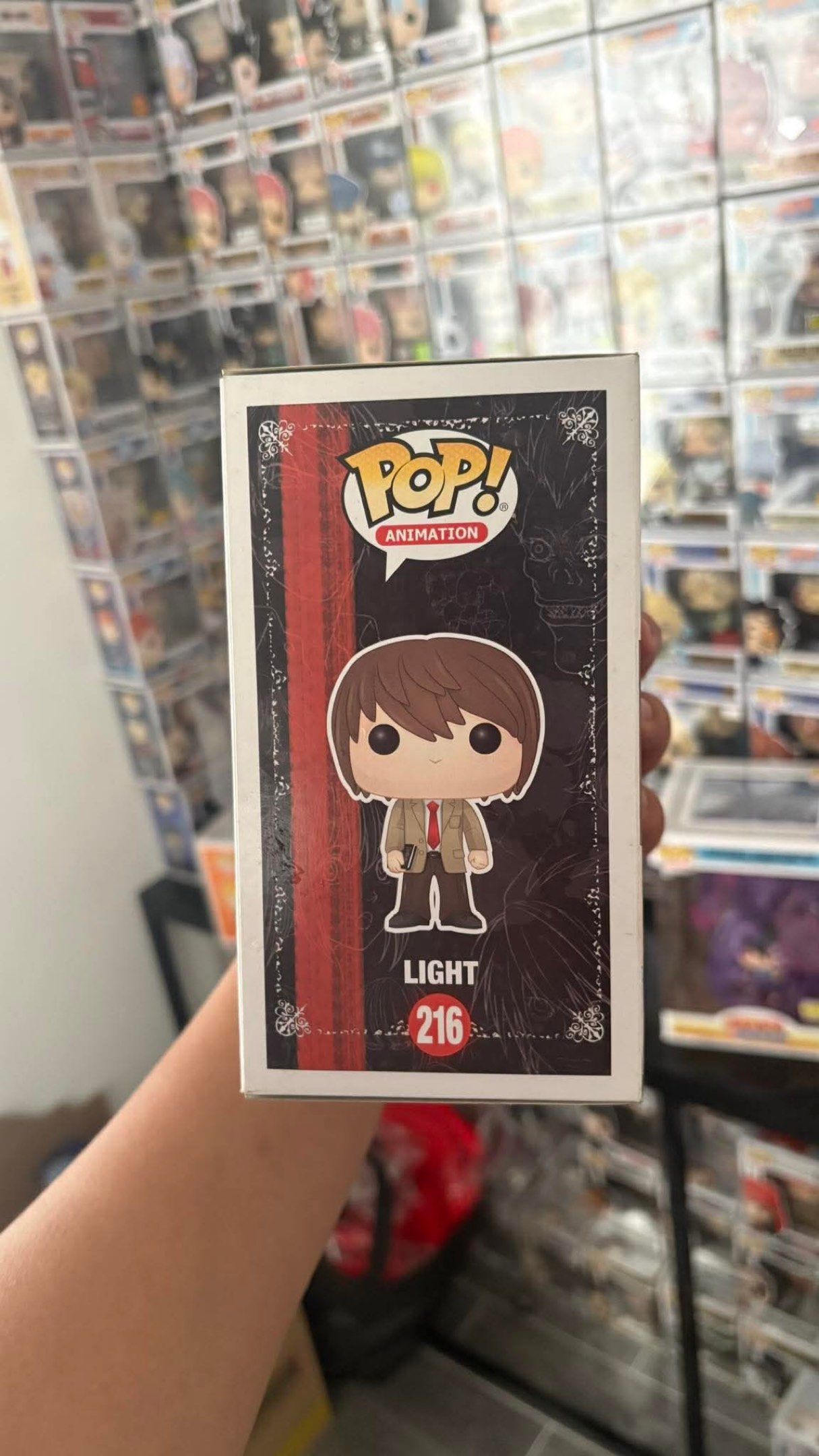 Funko Pop! Animation Death Note Light #216 (Category: Figurines & Statues) located in Taguig. Submitted by diannkalang (Listing ID 1420334596, Image 2). Description: - Funko Pop! Animation: Light from Death Note - Figure Number: 216 - Includes original box with Funko Pop! and Death Note logos - Figure is in a protective case - Box features image of the figure great condition! angono rizal lalamove ready.