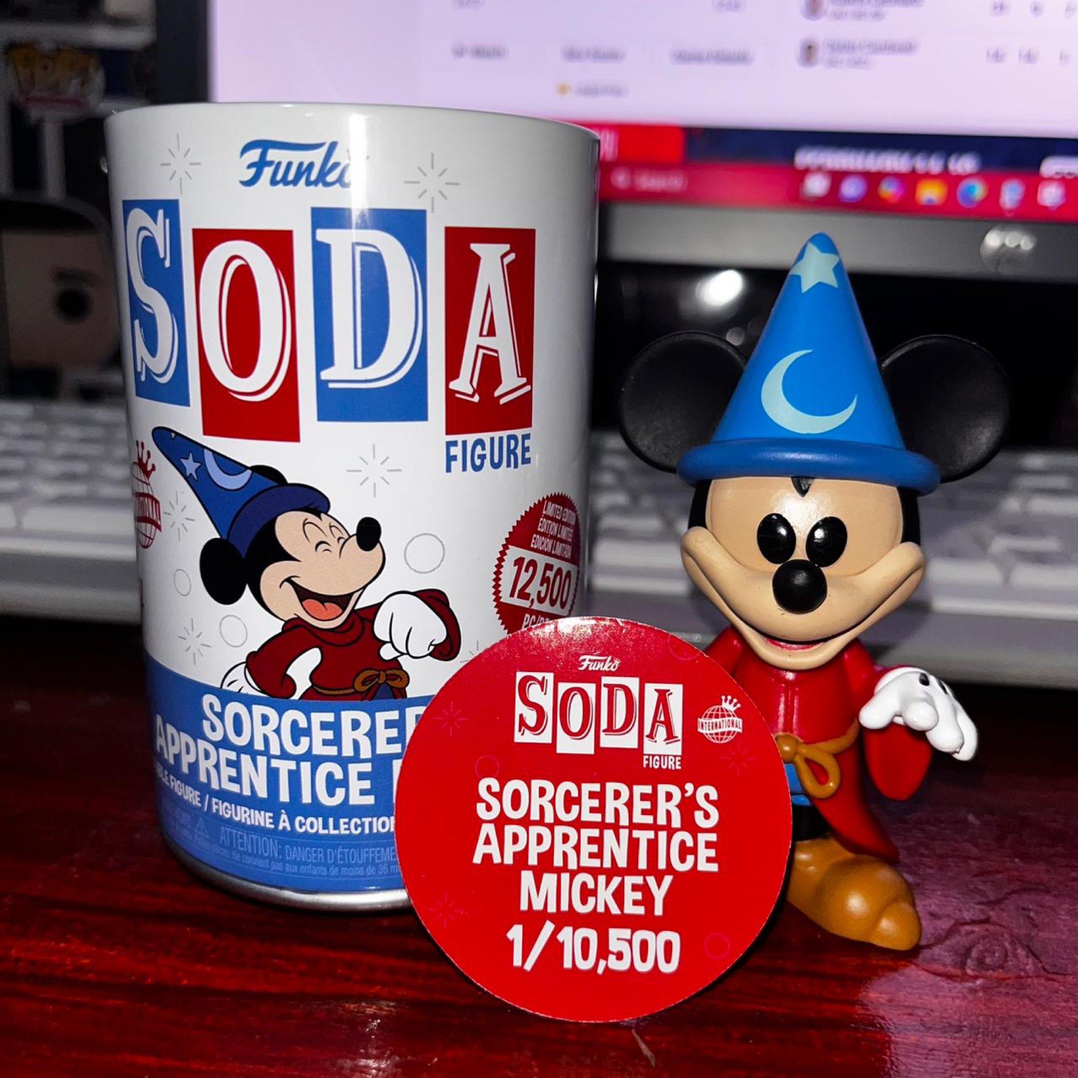 Funko Soda Disney Sorcerer's Apprentice Mickey Mouse (Category: Designer & Blind Box Toys) located in Del Monte. Submitted by collectandsell_ph (Listing ID 1420267093, Image 1). Description: - Funko Soda Sorcerer's Apprentice Mickey vinyl figure. - Comes in original soda can packaging. - Features Mickey Mouse in Sorcerer's Apprentice outfit. - Limited edition: 10,500 pieces worldwide. - Includes figure and original Funko Soda can. BPI | GCASH CAN
