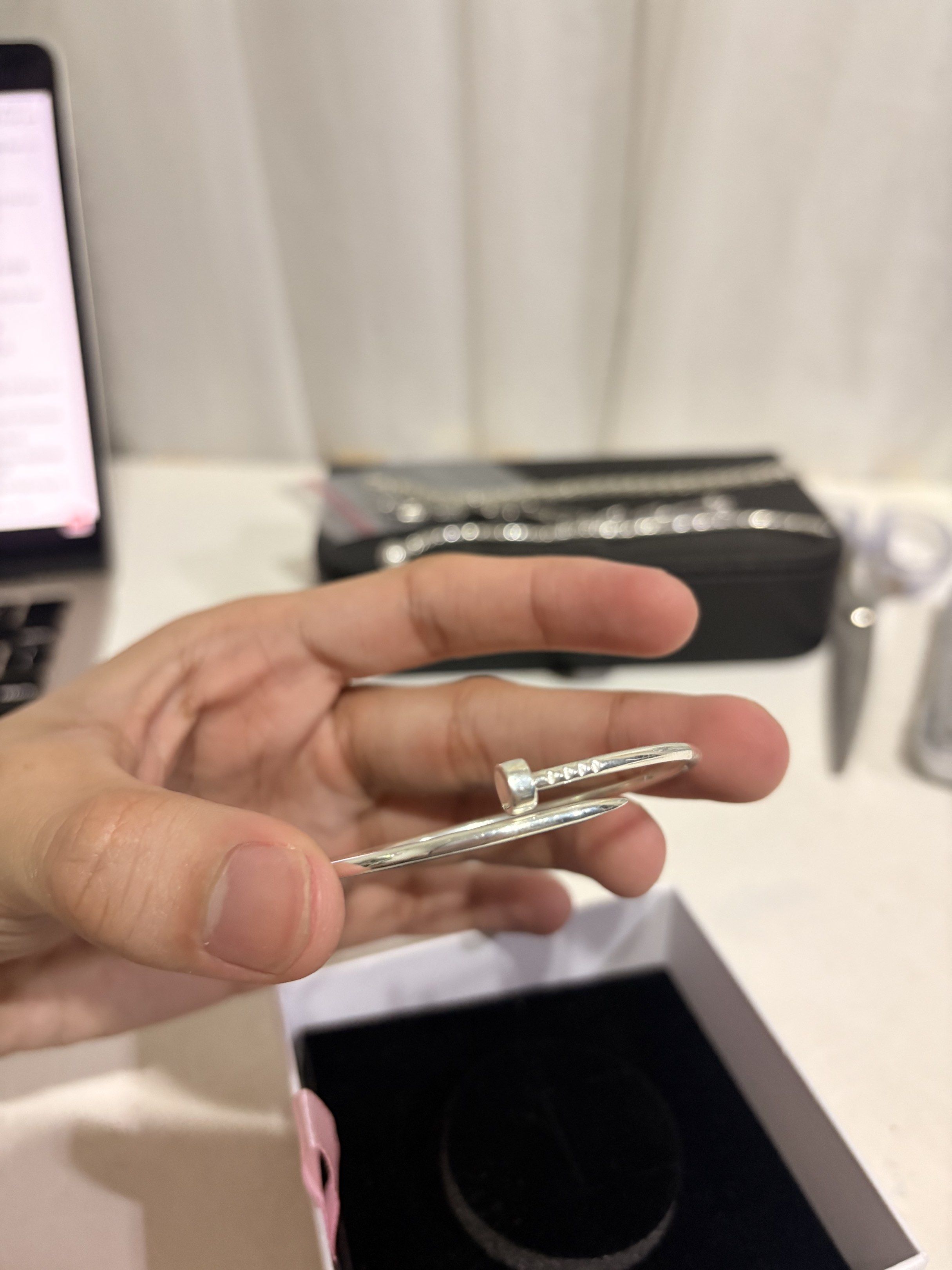 Juste un Clou inspired sterling silver 925 nail bangle (Category: Bracelets) located in Polangui. Submitted by poceddeclutters (Listing ID 1420274628, Image 2). Description: With 925 markings Approx. 8.7 grams 17.3 cm .
