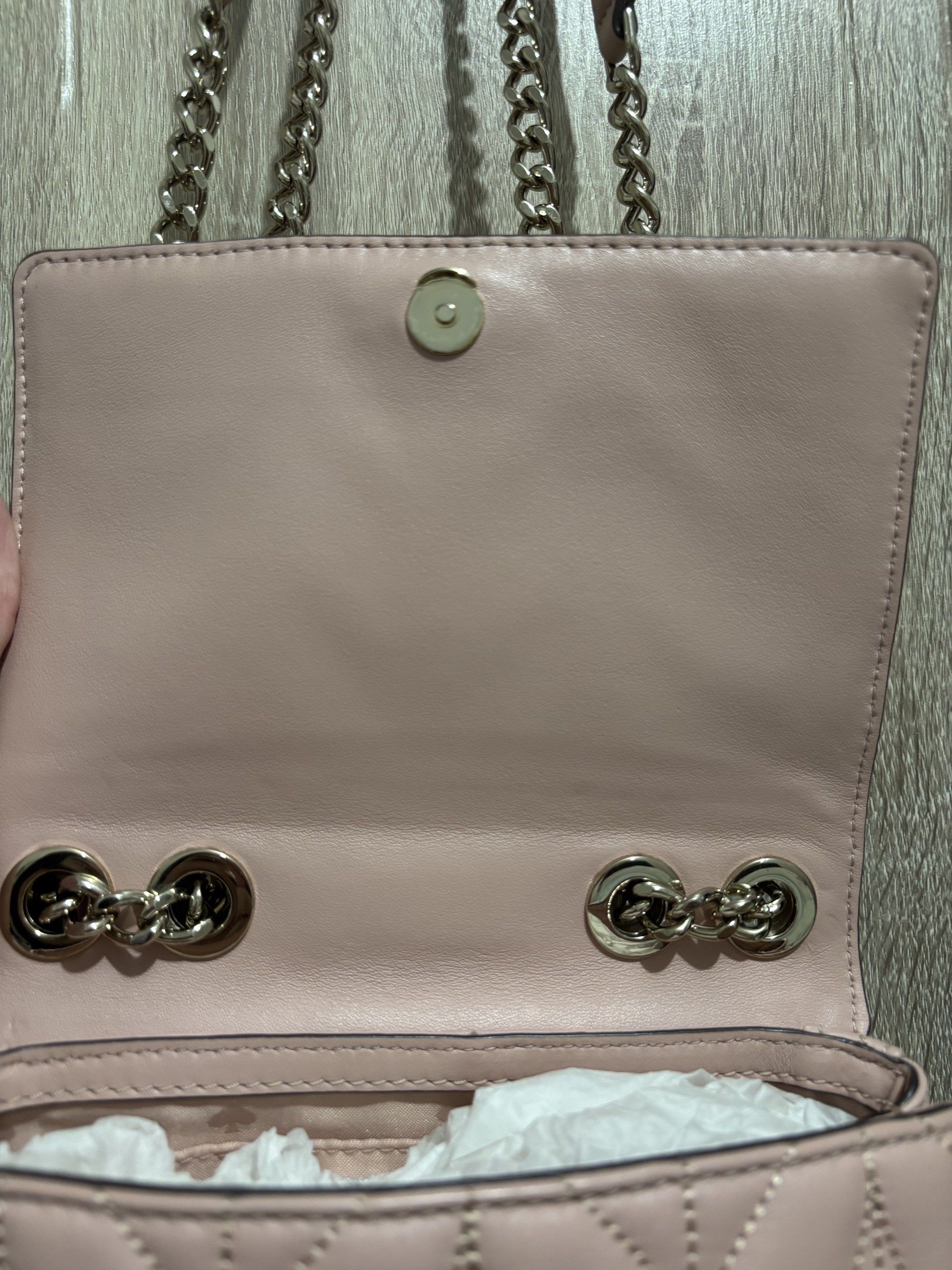 Kate Spade Pink Quilted Shoulder Bag (Category: Luxury Bags & Wallets) located in Cavite. Submitted by thewatchph (Listing ID 1420311186, Image 3). Description: KATE SPADE - Authentic Kate Spade shoulder bag - Chic quilted design - Elegant chain strap - Pretty pink color - Secure flap closure - Interior small pocket - Iconic Kate Spade logo - Includes care card -in good condition (used but not abused) RFS: declutering.