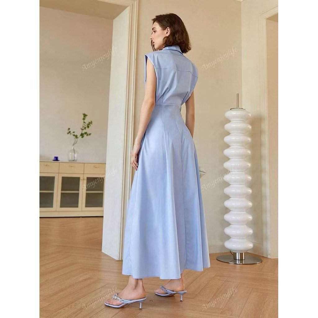 Light Blue Sleeveless Midi Dress (Category: Dresses) located in Rizal. Submitted by declutteringclutters (Listing ID 1420320186, Image 2). Description: Just washed but never worn.