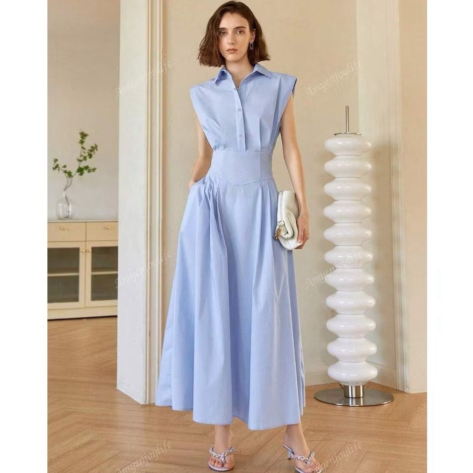 Light Blue Sleeveless Midi Dress (Category: Dresses) located in Rizal. Submitted by declutteringclutters (Listing ID 1420320186, Image 1). Description: Just washed but never worn.
