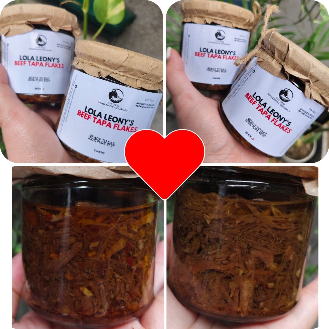 Lola Leony's Beef Tapa Flakes (Category: Other Food & Drinks) located in Quezon City. Submitted by momsgreatfinds (Listing ID 1420239367, Image 3). Description: Available na po! 😍 LOLA LEONY’S BEEF TAPA FLAKES ✨ ₱250 only | 330g (good for sharing) 🍳 Best paired with sinangag at itlog 🍚 Perfect din as topping sa mainit na kanin 🔥 Ready-to-eat, swak sa busy days! Classic or Spicy — alin ang pipiliin mo? 😋 PM na para umorder 💌 Ty. 👵 📌Lola Le