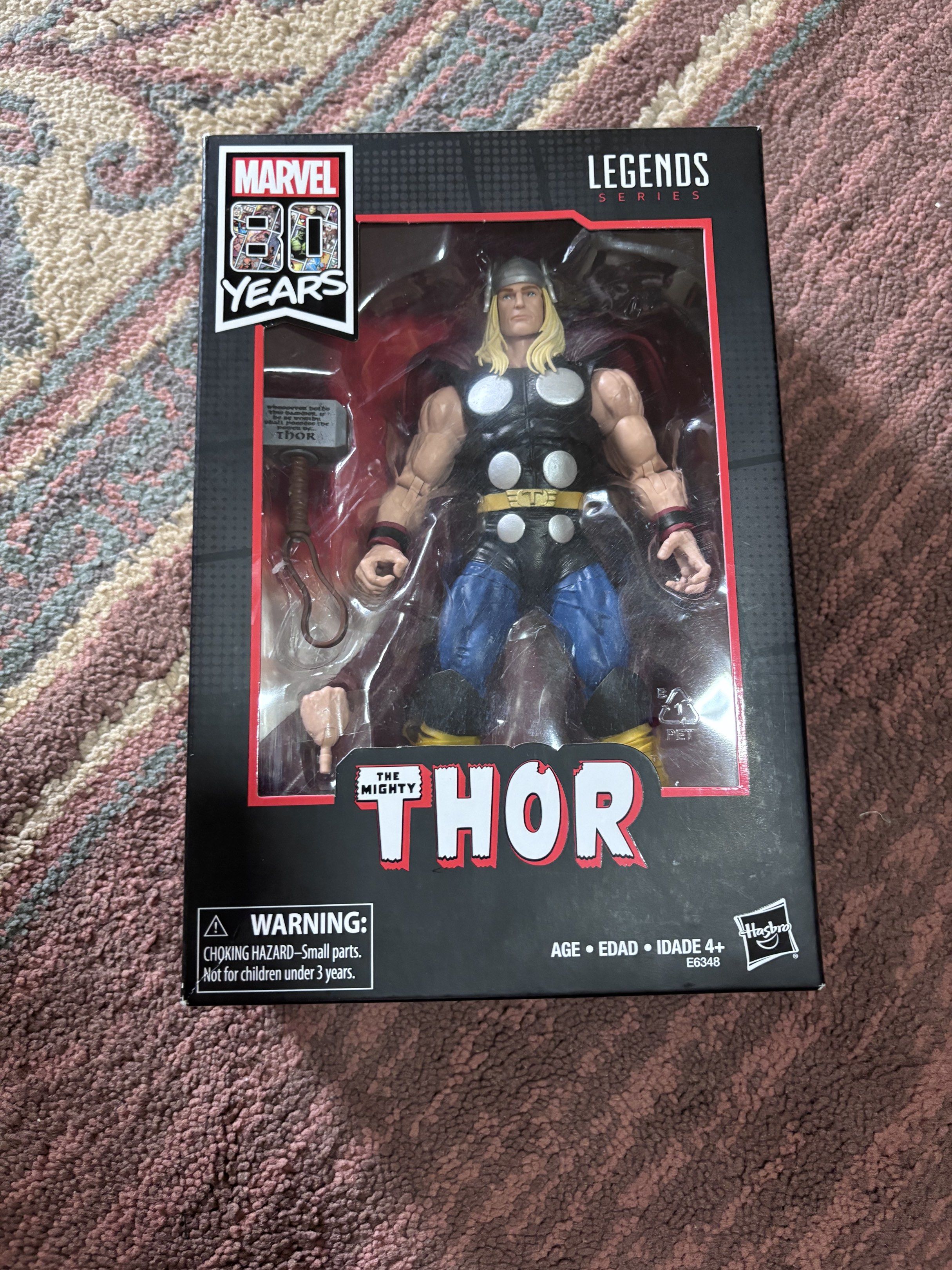 Marvel Legends 80 Years Thor Action Figure (Category: Figurines & Statues) located in Rizal. Submitted by TheSweetSpotShoppe (Listing ID 1420191405, Image 2). Description: - Marvel Legends 80 Years Thor action figure - Comes with accessories - In original packaging - Box features the Mighty Thor - Includes hammer and extra hand - Character description on the back of the box in multiple languages.
