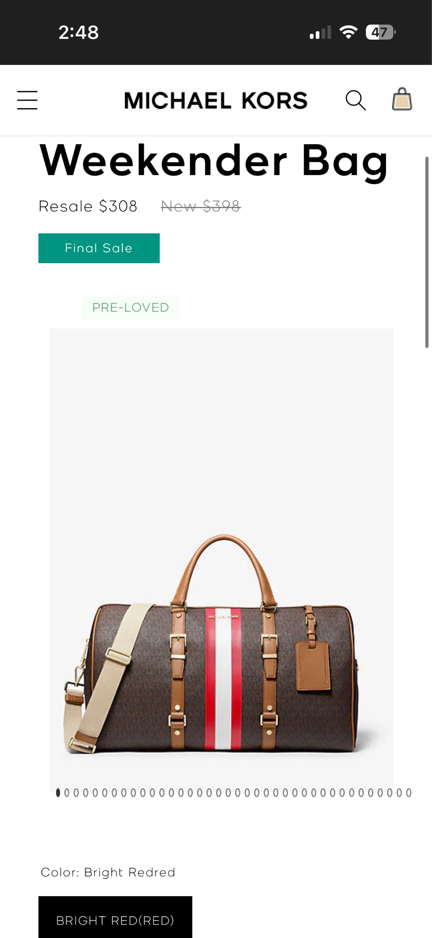 Auth Michael Kors Duffle Bag (Category: Luxury Bags & Wallets) located in Santa Cruz. Submitted by cc_celeste (Listing ID 1420224798, Image 1). Description: For Sale MK Travel Duffle Bag – Barely used Bought 18k Bought brand new for 18k RFS: Naka-stock lang 📍 Laguna Perfect for travel or gym ✨ PM if interested!.