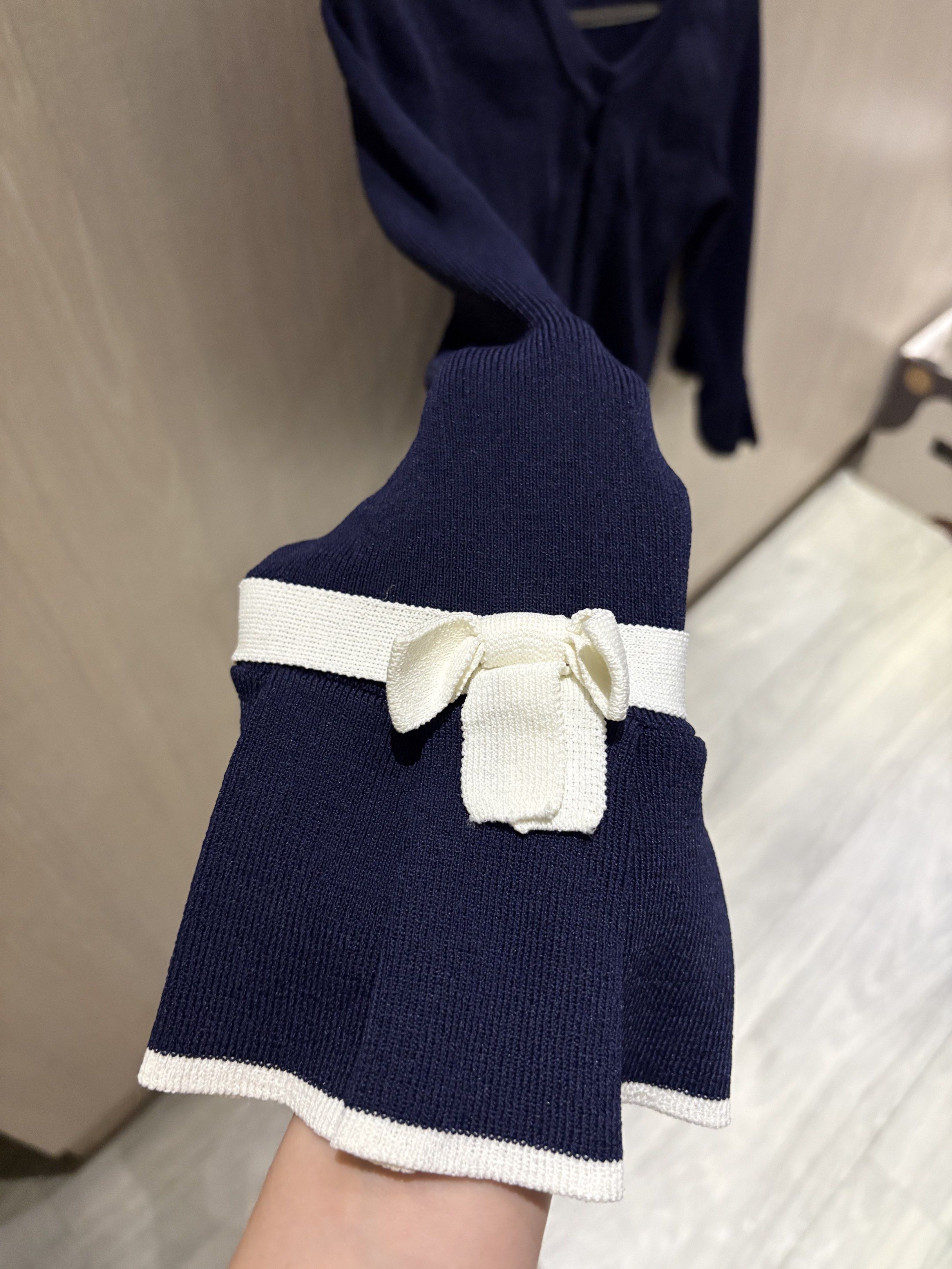 Navy Blue Cardigan with White Trim (Category: Coats, Jackets and Outerwear) located in Manila. Submitted by gabbieeigenmann (Listing ID 1420231046, Image 2). Description: Never been worn.