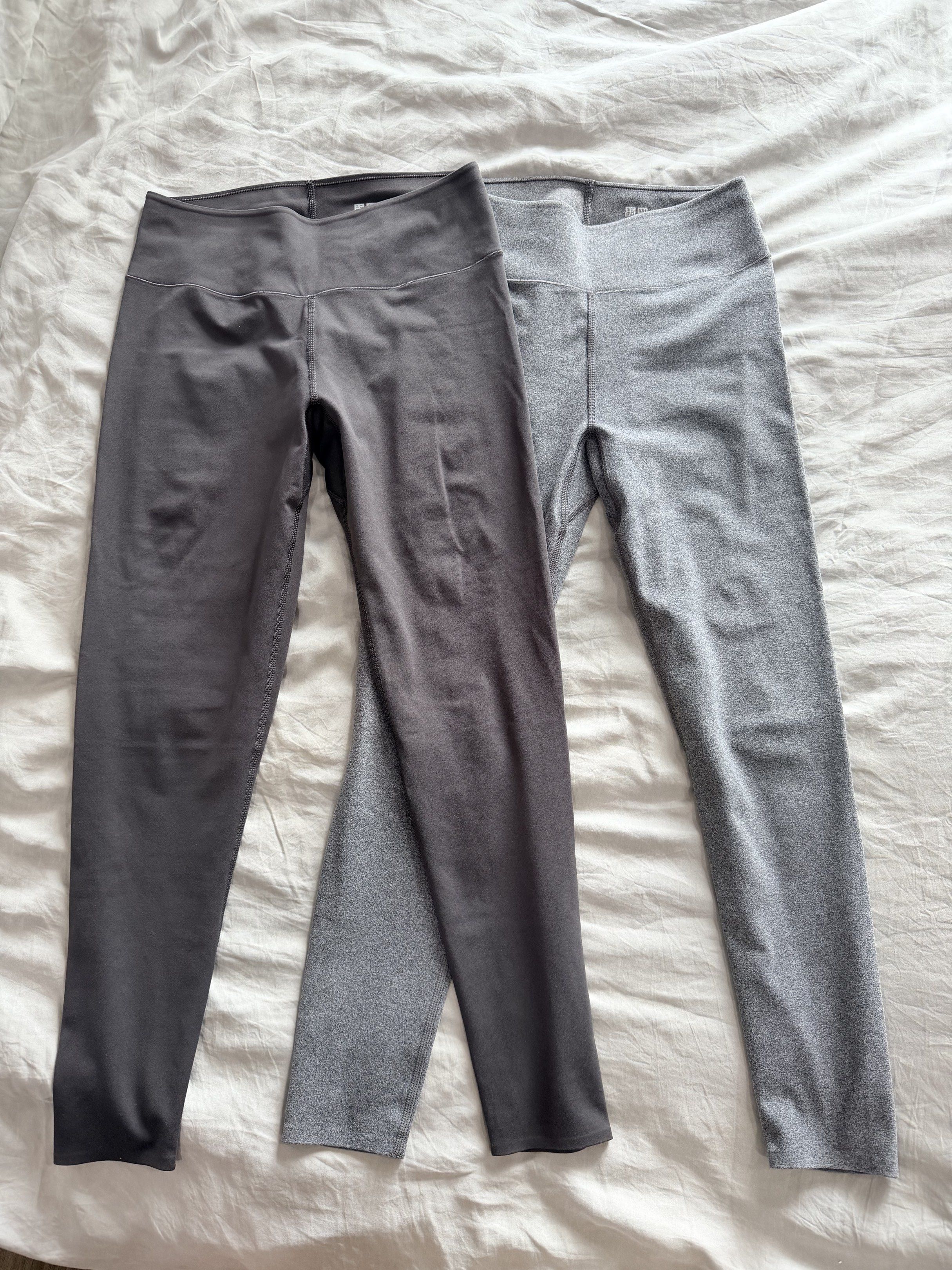 Uniqlo Dry-Ex Leggings (Category: Activewear) located in Quezon City. Submitted by onna.kaizen (Listing ID 1420182505, Image 1). Description: SELLING AS A SET - Uniqlo Dry-Ex Leggings - Size: Medium (M) - Colors: Grey and Dark Grey - Features: - Dry technology - Cool Touch - UV Protection - Made in Vietnam - Perfect for: Workouts, Casual Wear - Comfortable and Stylish.