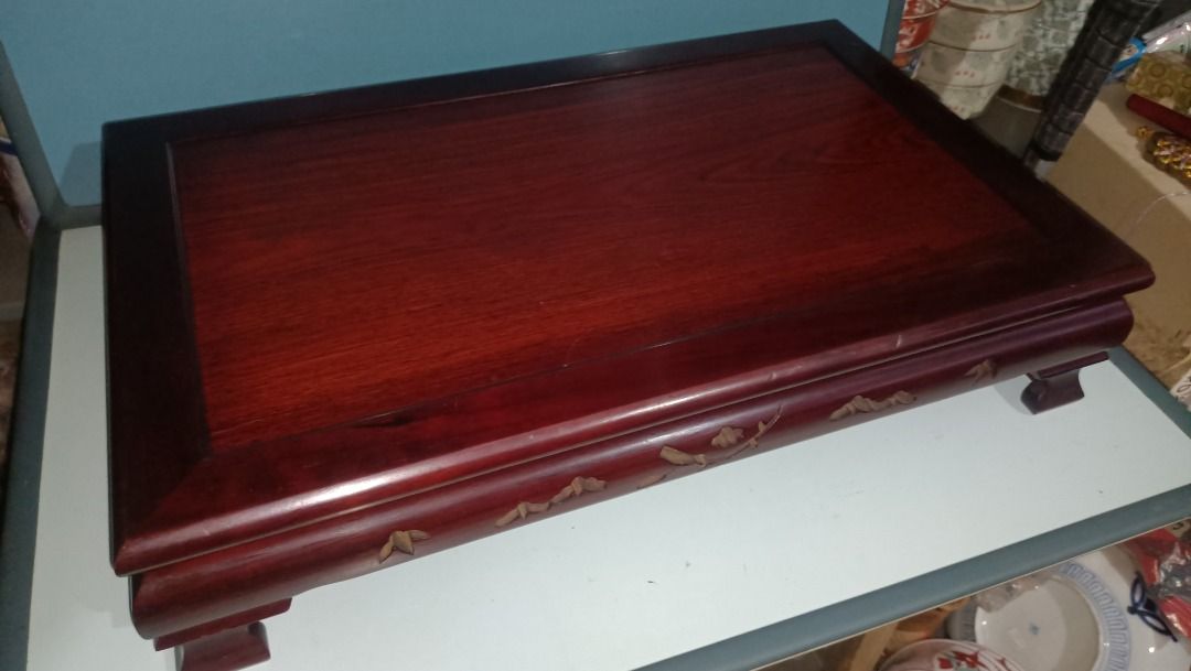 Vintage Wooden Bonsai Table and Multipurpose (Category: Tables & Sets) located in Munoz. Submitted by larryc1212 (Listing ID 1420324585, Image 2). Description: - Vintage wooden table - Dark, rich finish - Intricate carvings - Dimensions: 21.5" wide x 13" long x 4.5" high - Perfect for display or use - With some scratches but can repolish Item may include some scratches due to age, as is were is basis Item can be pick up in our Japan surplus shop 