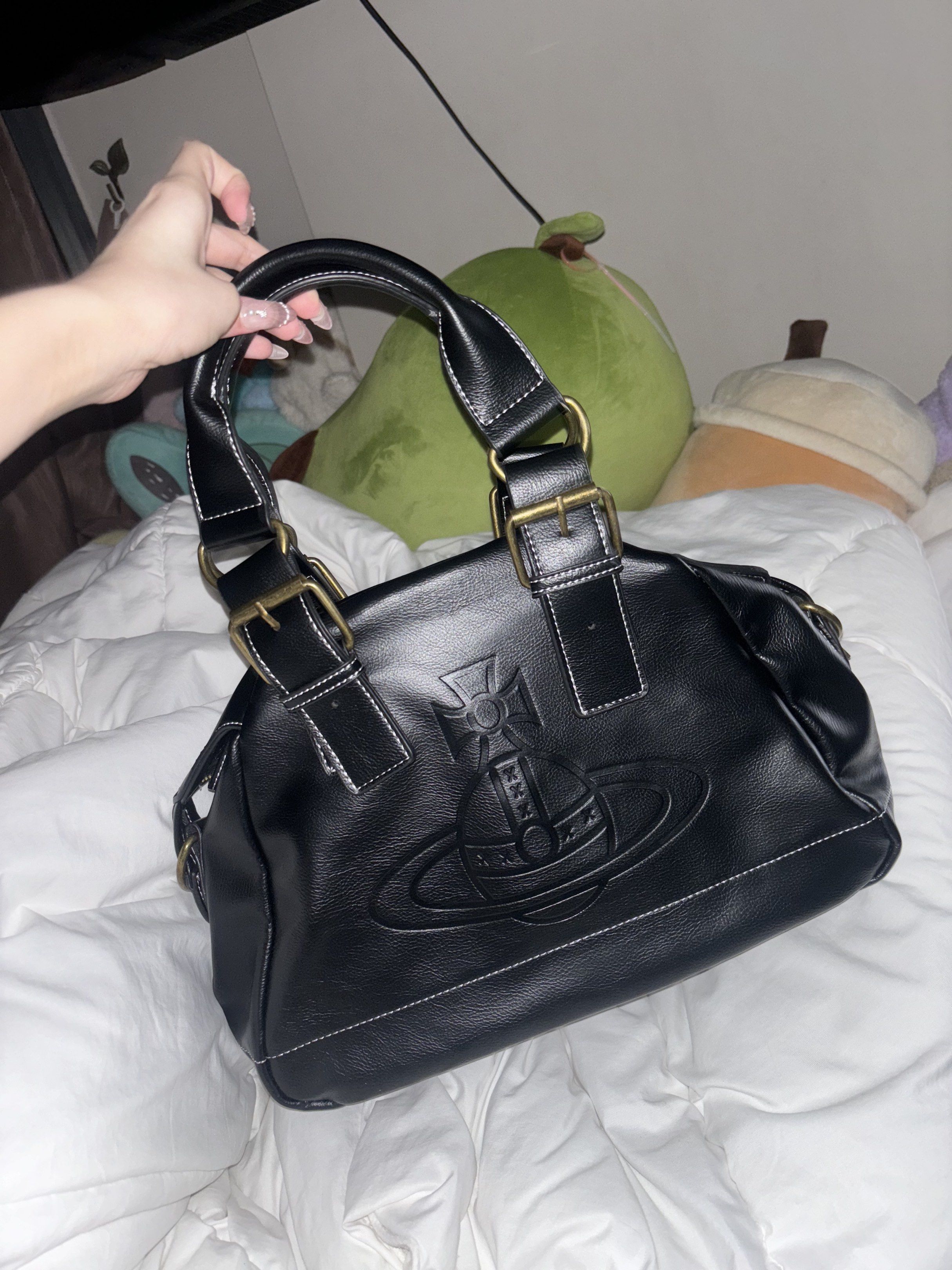 Vivienne Westwood Black Vegan Leather Handbag shoulder bag vintage 
