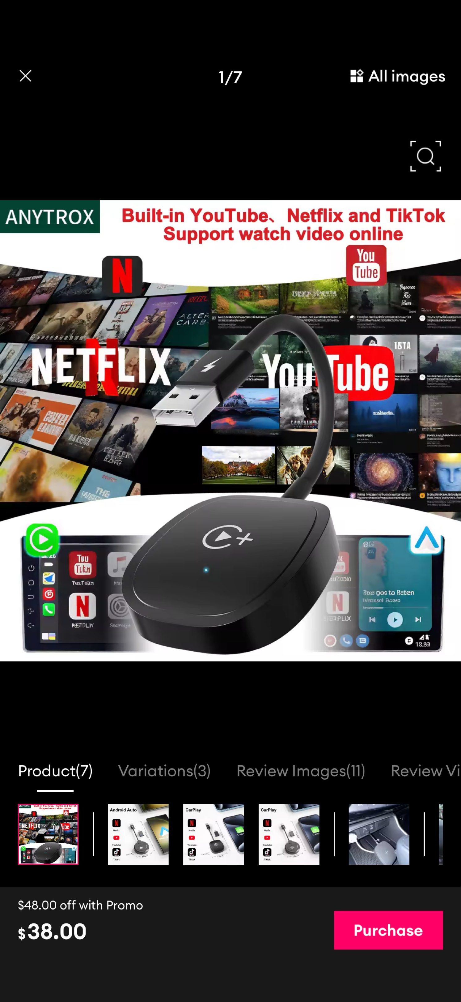Wireless android auto (Category: Other Electronics) located in Singapore. Submitted by mehmehmeh12 (Listing ID 1420230921, Image 1). Description: Doesn’t work for my car as I bought the wrong one. Letting go at 50% off the original price.