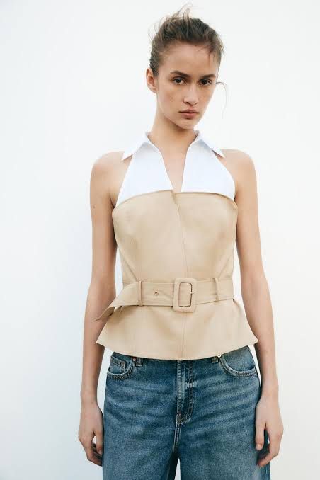 Zara Collar Tube Halter Top (Category: Sleeveless) located in Manila. Submitted by shop.declutter (Listing ID 1420295236, Image 2). Description: So nice in actual!! 🤎 True to size xs New with tag.