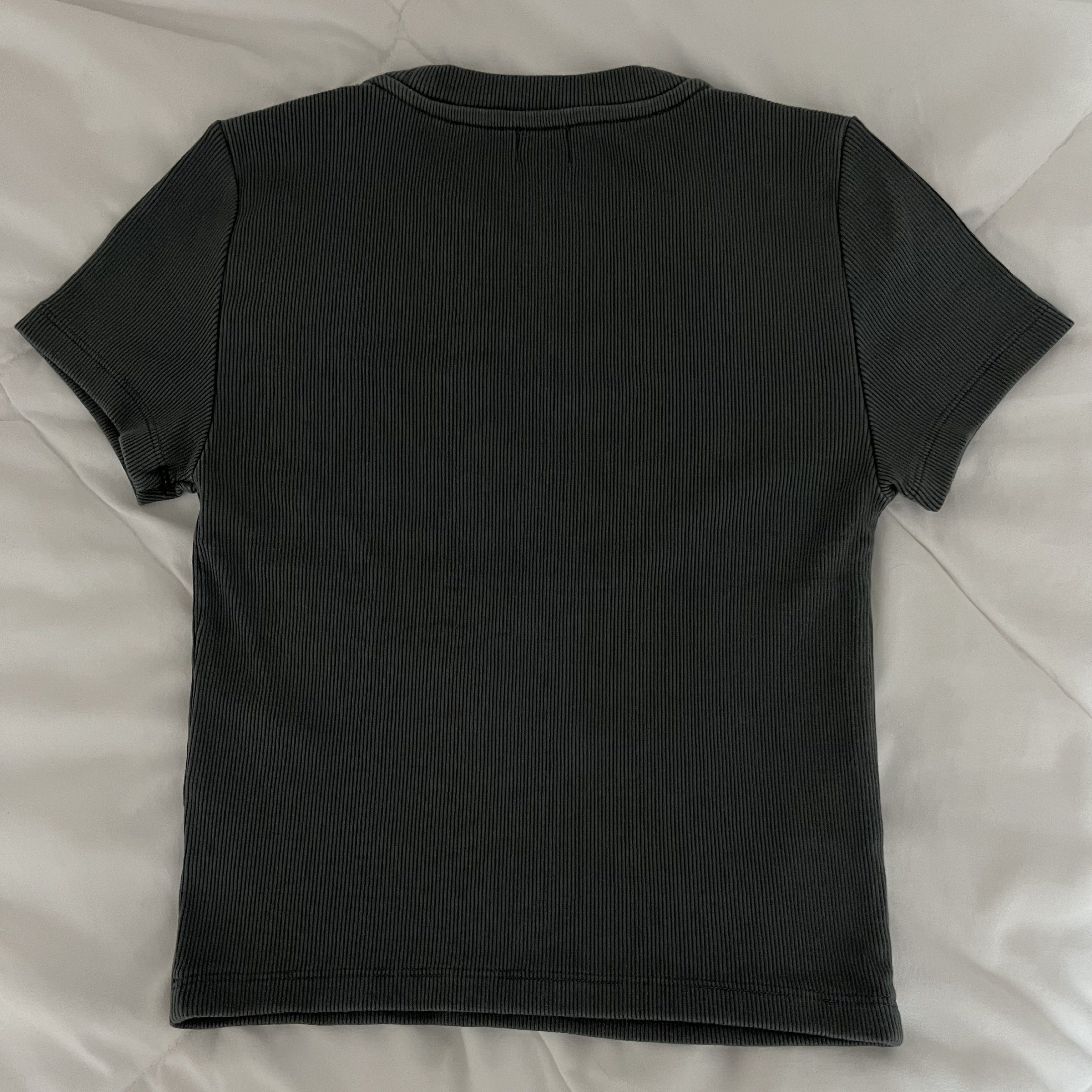 Aritzia Go-To T-Shirt (Category: Shirts) located in Manila. Submitted by loliscloset (Listing ID 1420419980, Image 2). Description: - brand new - color: dark gray - size: xxs - sourced from factory excess production - brand tag cut no when-worn photos strictly no returns or refunds no cod payment: gcash courier: j&t or spx (sf shouldered by buyer) please message only if you’re a sure buyer.