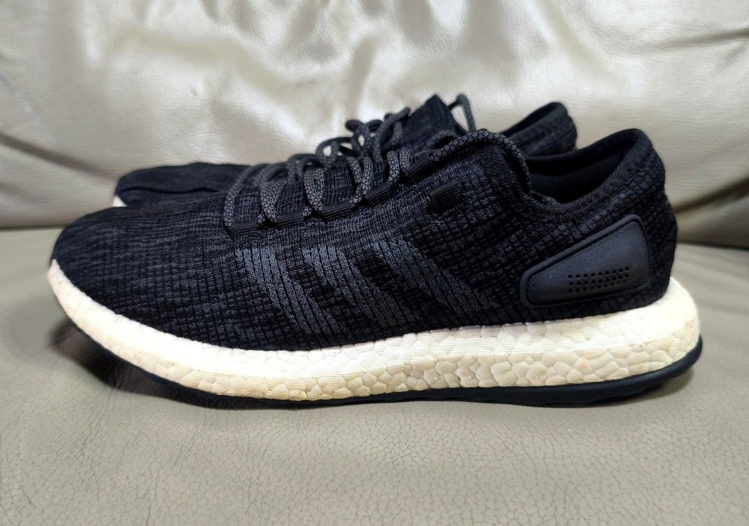 Authentic Adidas Pureboost Black Sneakers US 7.5 (Category: Sneakers) located in Davao. Submitted by angel_924 (Listing ID 1420502761, Image 1). Description: - Adidas Pureboost sneakers - Black knit upper with three stripes - White Boost midsole - Black outsole - Size: US 7.5 / UK 7 / FR 40.5 / JP 255 / CHN 250 - Made in China.