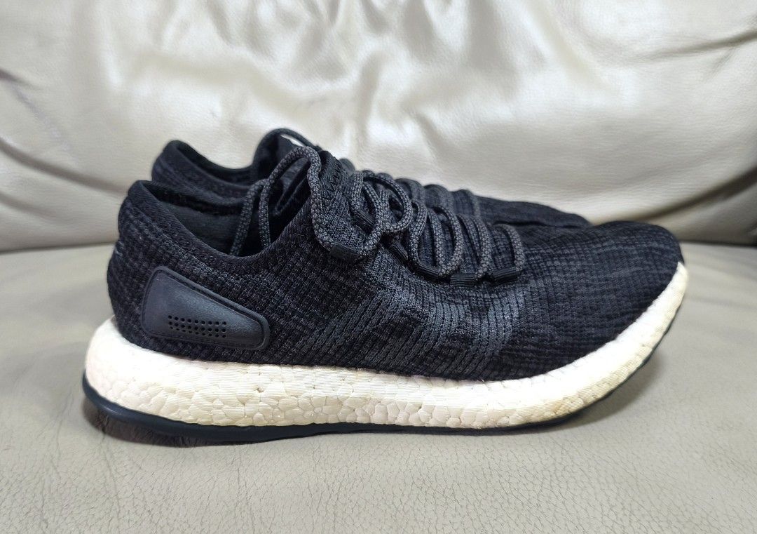 Authentic Adidas Pureboost Black Sneakers US 7.5 (Category: Sneakers) located in Davao. Submitted by angel_924 (Listing ID 1420502761, Image 2). Description: - Adidas Pureboost sneakers - Black knit upper with three stripes - White Boost midsole - Black outsole - Size: US 7.5 / UK 7 / FR 40.5 / JP 255 / CHN 250 - Made in China.