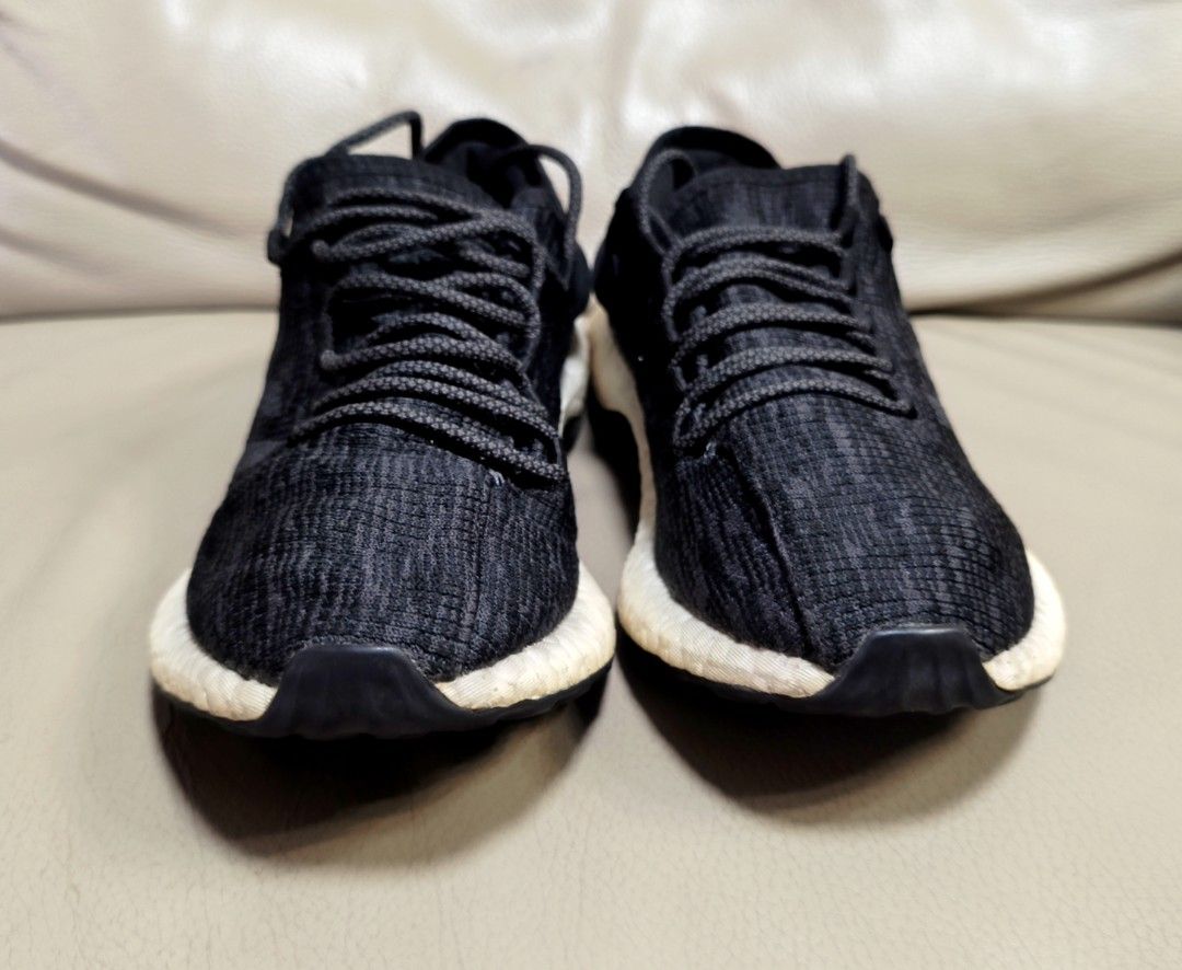 Authentic Adidas Pureboost Black Sneakers US 7.5 (Category: Sneakers) located in Davao. Submitted by angel_924 (Listing ID 1420502761, Image 3). Description: - Adidas Pureboost sneakers - Black knit upper with three stripes - White Boost midsole - Black outsole - Size: US 7.5 / UK 7 / FR 40.5 / JP 255 / CHN 250 - Made in China.