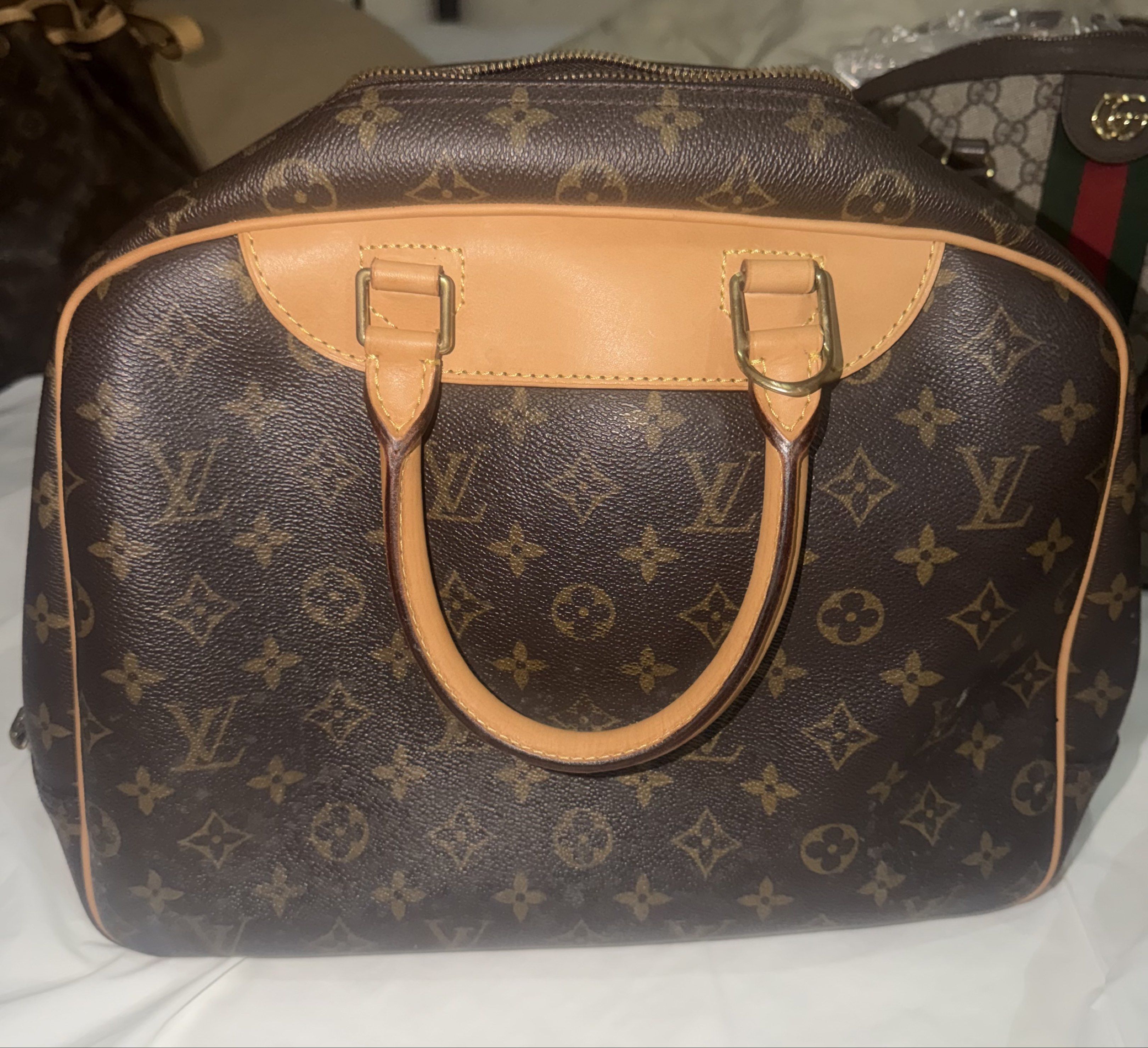 Authentic LV DEAUVILLE CAV - Louis Vuitton Bag (Category: Luxury Bags & Wallets) located in Quezon City. Submitted by hpygoods (Listing ID 1420423997, Image 2). Description: Authentic Louis Vuitton Deauville handbag - CAV - Changed all Vachetta using original untreated Vachetta Leather made by a reputable store - Iconic monogram canvas - still in very good condition - Med-Large sized bag - Leather trim and handles - Multiple interior compartments