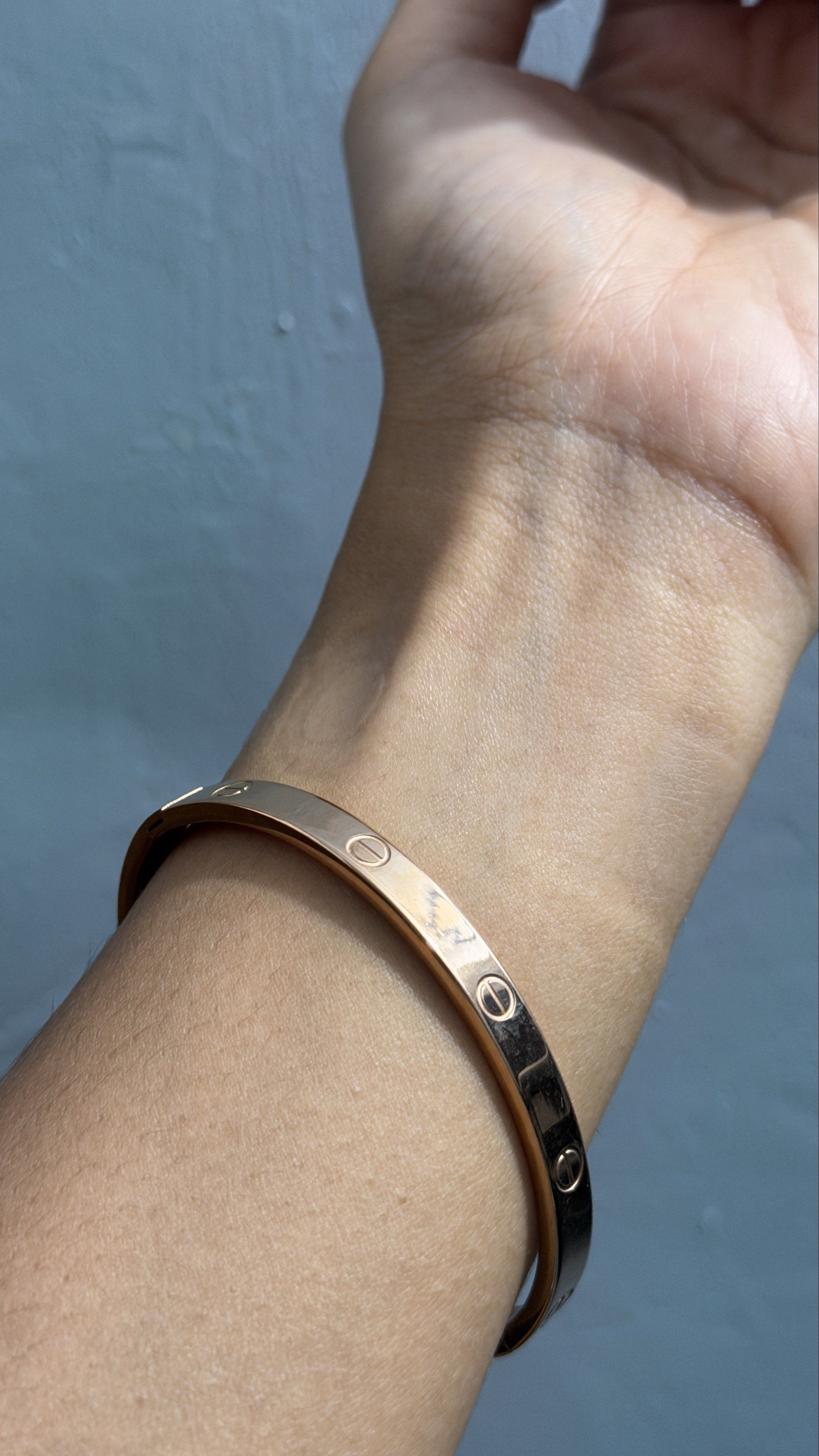 Cartier Inspired Bangle (Category: Bracelets) located in Legazpi City. Submitted by rjmar (Listing ID 1420483776, Image 3). Description: Rose gold bangle inspired by Cartier Hypoallergenic Non tarnishable Got this Dec 2025 but never used Selling bcos i have the same design in gold.