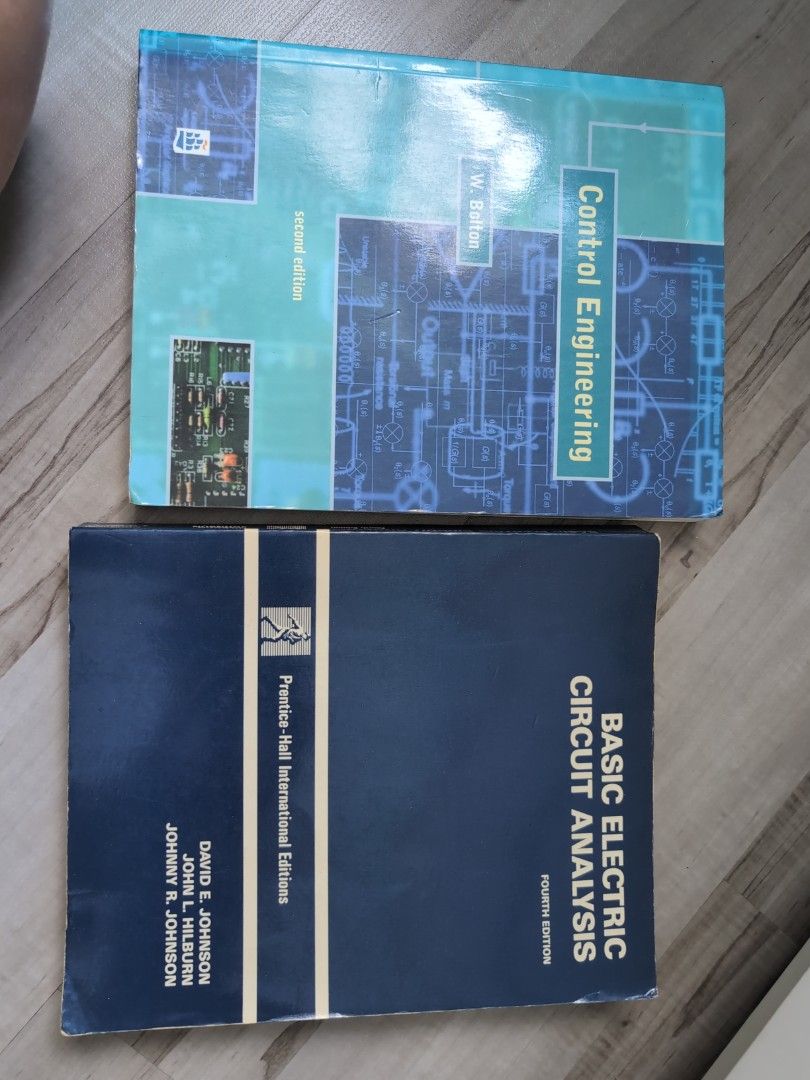 Control Engineering & Basic Electric Circuit Analysis Textbooks (Category: Textbooks) located in Singapore. Submitted by guangong1 (Listing ID 1420372849, Image 1). Description: - 'Control Engineering' (2nd Edition) textbook - 'Basic Electric Circuit Analysis' (4th Edition) textbook - Suitable for electrical engineering students and enthusiasts..