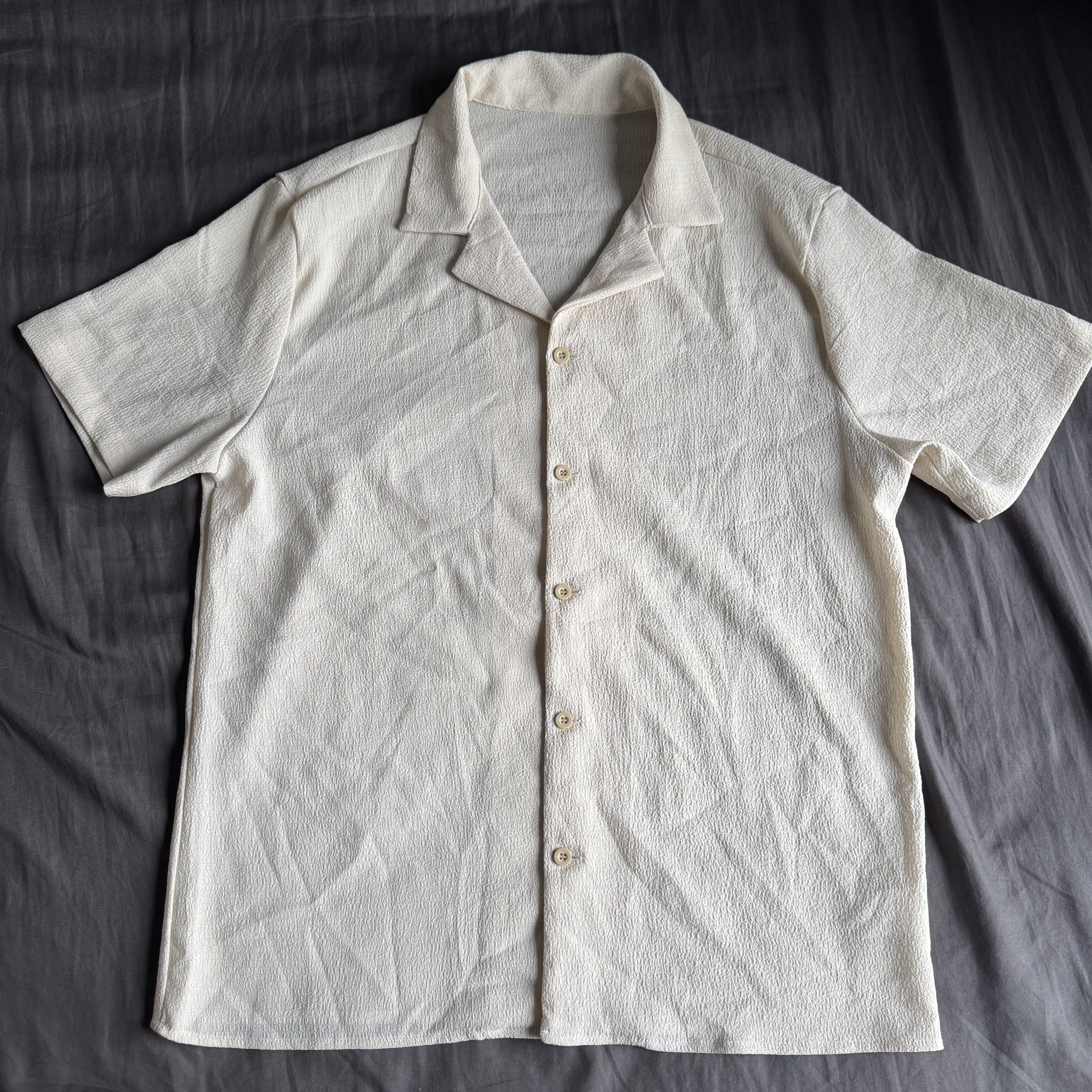 Cream colored shirt and shorts (Category: Sets & Coordinates) located in Makati City. Submitted by fraankiee (Listing ID 1420354631, Image 2). Description: Bought it for 600 also in Shein. 5’10ft 68kg suits me well!.