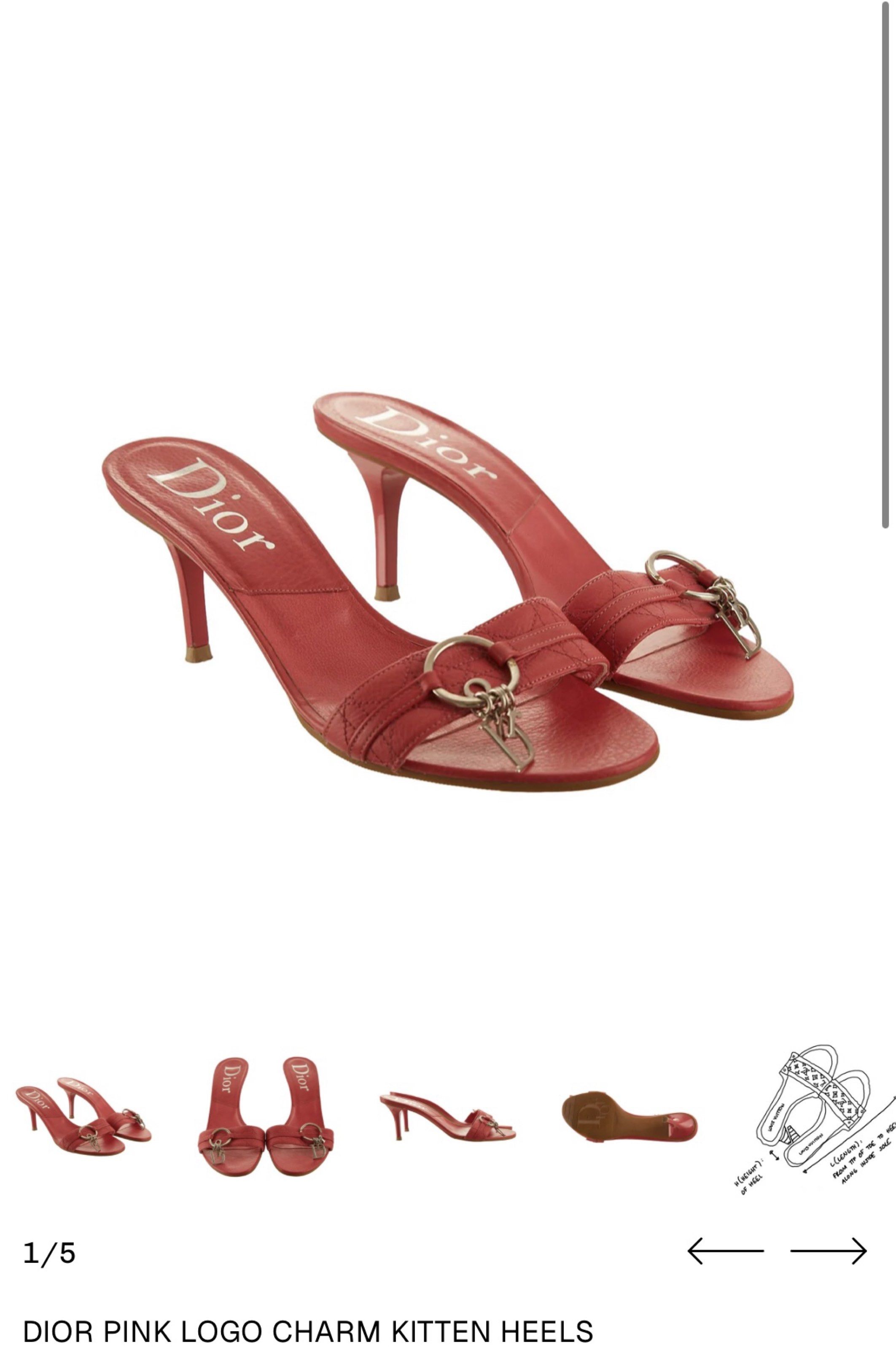 Dior Pink Logo Charm Kitten Heels (Category: Heels) located in Roxas City. Submitted by s.declutters (Listing ID 1420371401, Image 2). Description: - Authentic Dior kitten heels - Size: 36 1/2 - Color: Vibrant pink - Features Dior logo charm - Dior logo on insole - Embossed Dior logo on sole - Stylish and elegant Still Nego. .