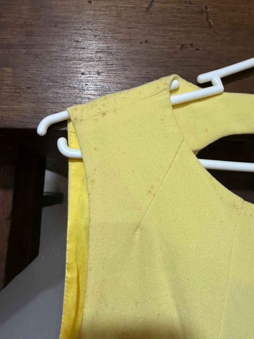 Forever 21 yellow dress (Category: Dresses) located in Paranaque City. Submitted by 10001thingstodeclutter (Listing ID 1420488217, Image 2). Description: Has marks on shoulder part due to storage Backless dress with ribbon detail Butter yellow shade.