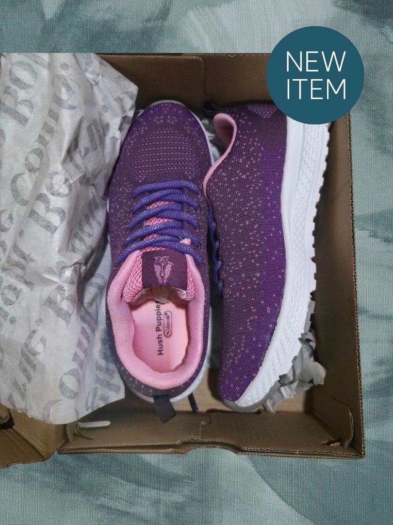 Hush Puppies Bailey SO K Sneakers (Category: Sneakers) located in Makati City. Submitted by milshp (Listing ID 1420463088, Image 1). Description: - Brand new Hush Puppies Bailey SO K sneakers - Color: Purple with white sole and pink accents - Size: US 3, Euro 35 - Comes with original box - Original price: ₱2,380.00.
