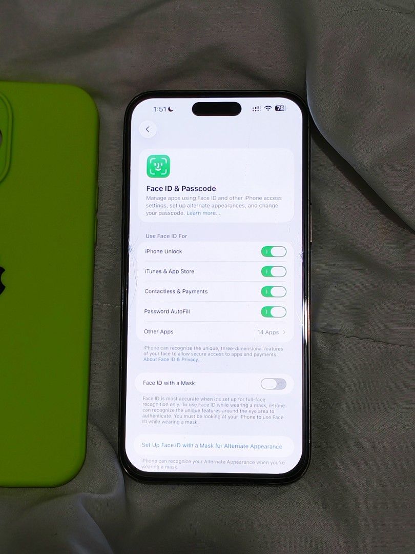 IPHONE 14 PRO MAX 256gb FU (Category: iPhone 14 Series) located in Tarlac. Submitted by ayasellthingz (Listing ID 1420548830, Image 3). Description: 256GB FACTORY UNLOCKED NEED TO CHANGE TEMPERED GLASS YUNG LCD NYA NAPALITAN NA SA SERVICE CENTER NG APPLE I TOLD THEM BAKIT YUN YUNG NAKALAGAY EH DI RIN NILA MASABI. KAYA AYUN HINAYAAN KO NALANG FACE ID OKAY TRUETONE OKAY CAMERA ALL GOODS MEET UP ONLY.