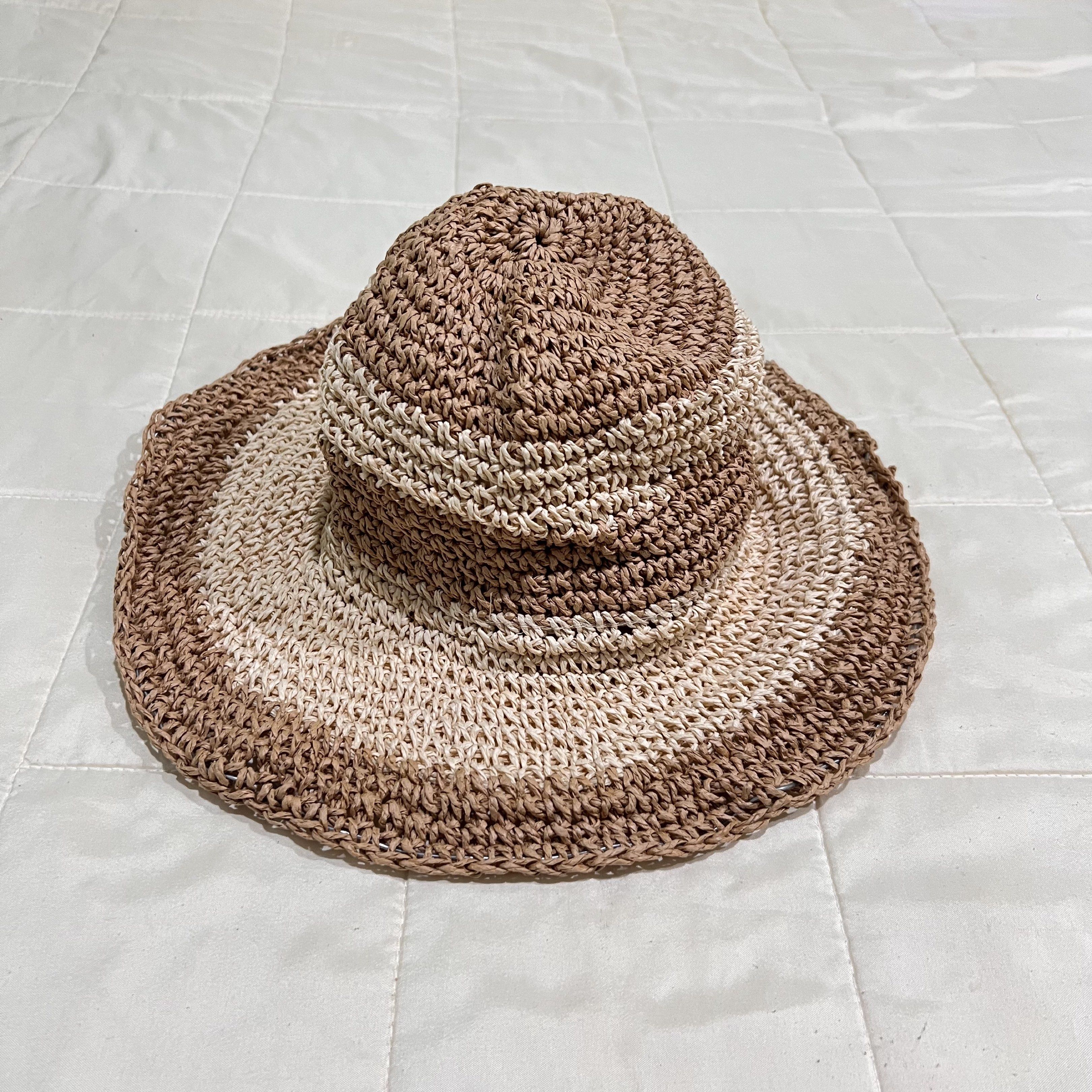 Kats Clothing Two Tone Floppy Straw Hat (Category: Hats & Beanies) located in Roxas City. Submitted by plumpop_ (Listing ID 1420361638, Image 2). Description: - never been used - issue: minor loose thread - two-tone design (light and dark brown) - wide brim - confortable fit - one size fits all (international size) - perfect for sunny days - bought via Zalora.