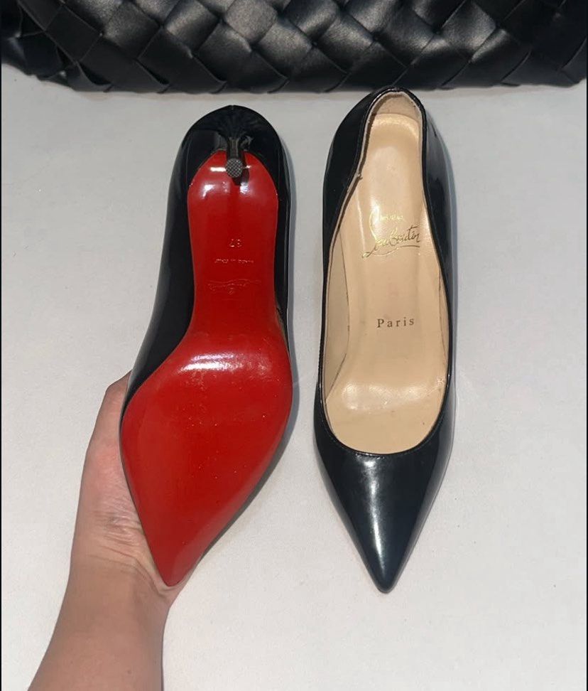 Louboutin black heels (Category: Heels) located in Las Pinas. Submitted by rosiearchives (Listing ID 1378974853, Image 3). Description: size 37 10 cm high bought it @dubai no damage, used only once (with sole protector) good as new just the shoe it self, box and dust bag not included can do 2 gives (2 months).