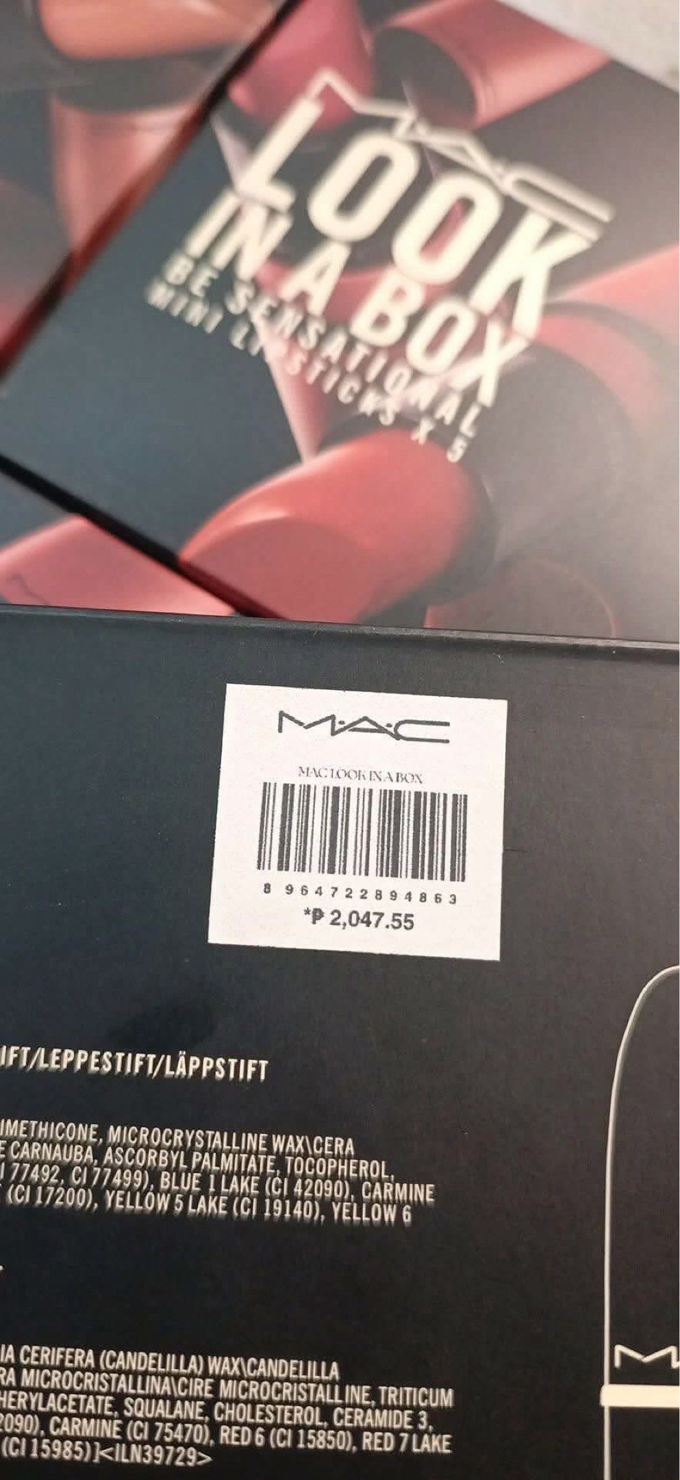 MAC Look in a Box Be Sensational Mini Lipsticks (Category: Makeup) located in Manila. Submitted by bhengtotx (Listing ID 1420432618, Image 3). Description: - MAC Look in a Box Mini Lipstick Set - Includes five mini lipsticks - Assorted shades - Brand new, in original packaging - Original price: ₱2,047.55.