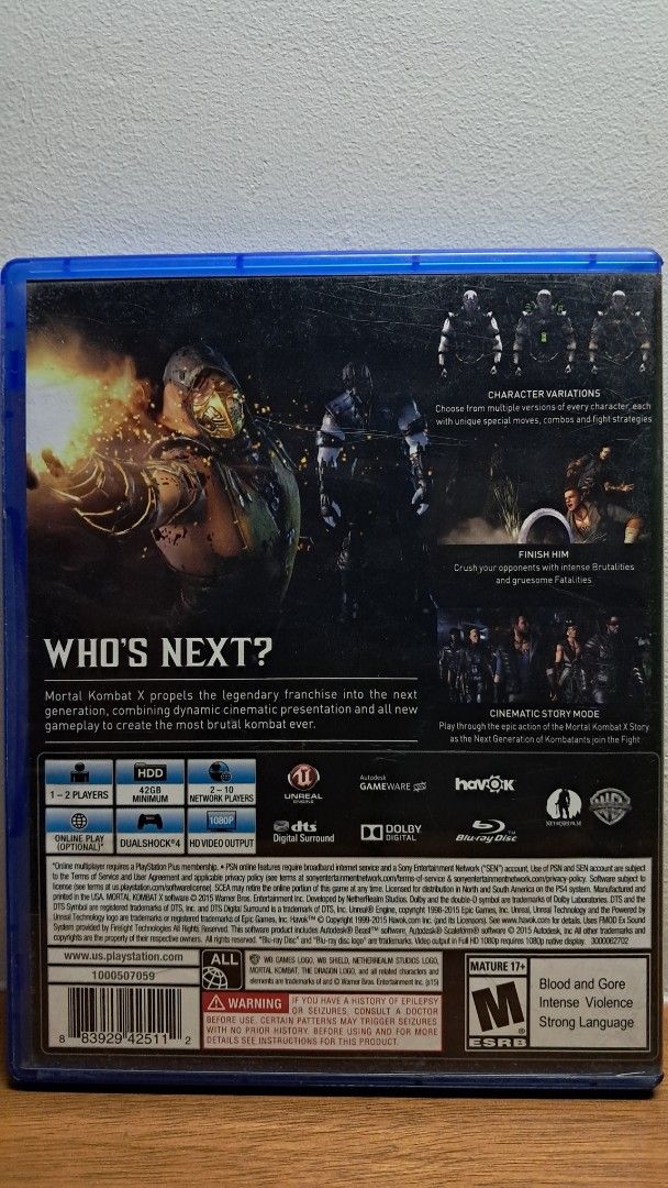 Mortal Kombat X | PS4 (Category: PlayStation) located in Manila. Submitted by cobydog (Listing ID 1420549281, Image 2). Description: Mortal Kombat X | PS4 - Includes game disc. The item is valid for PS4, PS4 Slim, & PS4 Pro. .