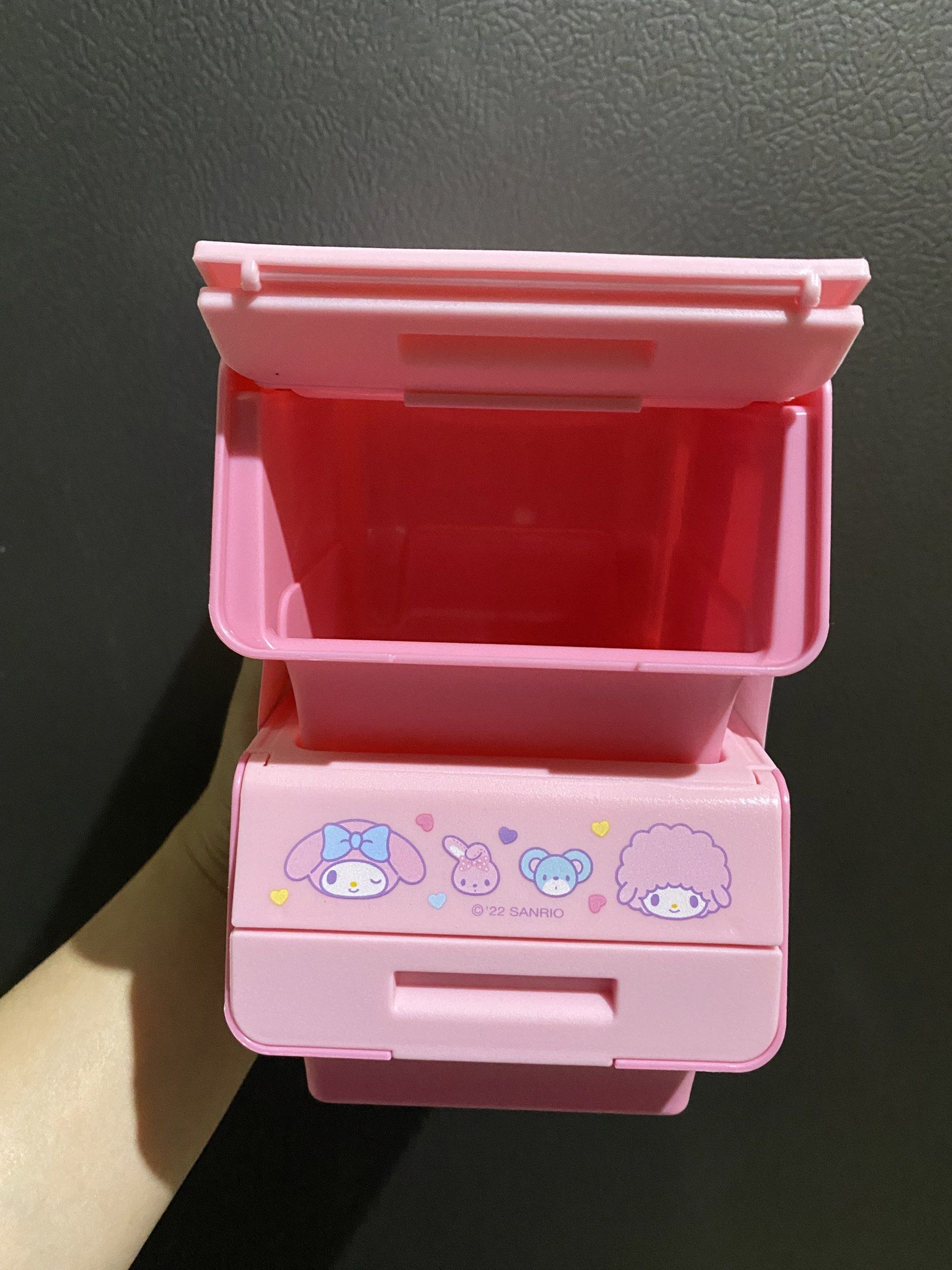 My Melody Pink Storage Box 2pcs Set (Category: Storage Boxes & Baskets) located in Calamba. Submitted by page_areumone1 (Listing ID 1420514201, Image 2). Description: - My Melody storage box - Features a cute pink design - Includes My Melody and friends - Top compartment and bottom drawer - Perfect for small items - '22 Sanrio logo.