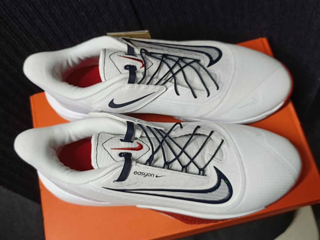 Nike Precision 7 EasyOn- size 12 US men's (Category: Sneakers) located in Bulacan. Submitted by sneakapimp (Listing ID 1420432605, Image 2). Description: price : 2,100 Nike Precision VII EasyOn sneakers in white with red and navy accents. Features a unique lacing system and a red outsole. Includes the original box. Size US 12, EUR 46. Made in Vietnam. shipping via LBC cop or cod lalamove meet up along Valenzuela .