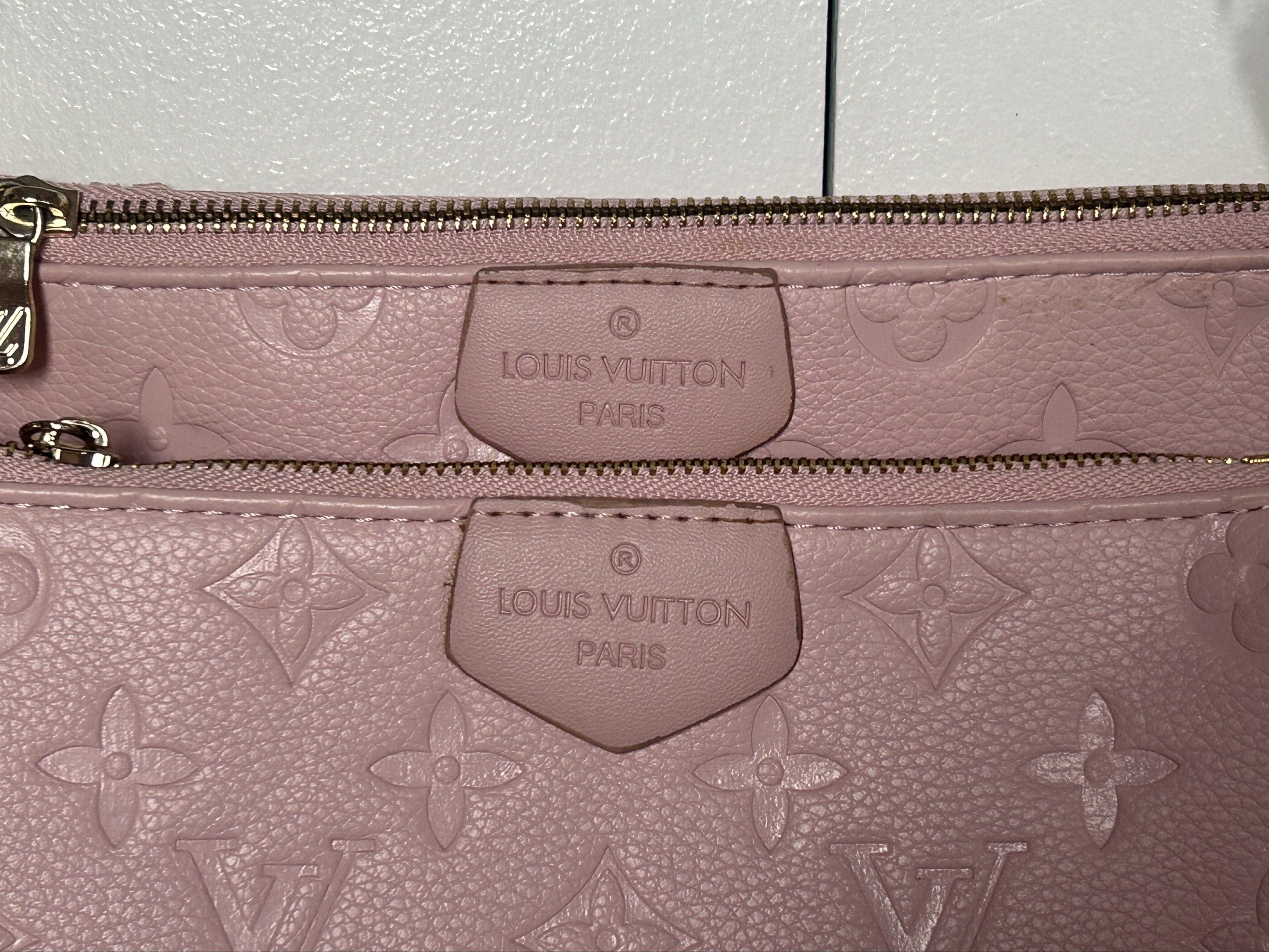 [NOT AUTH/DUPE] pink louis vuitton multi pochette accessories (Category: Luxury Bags & Wallets) located in Bulacan. Submitted by bellisimiu (Listing ID 1420433925, Image 2). Description: bought it from carousell also! - only used twice - has a few flaws (check photos) - needs a bit of cleaning - round coin purse and jacquard strap not included rfs: no longer my style.