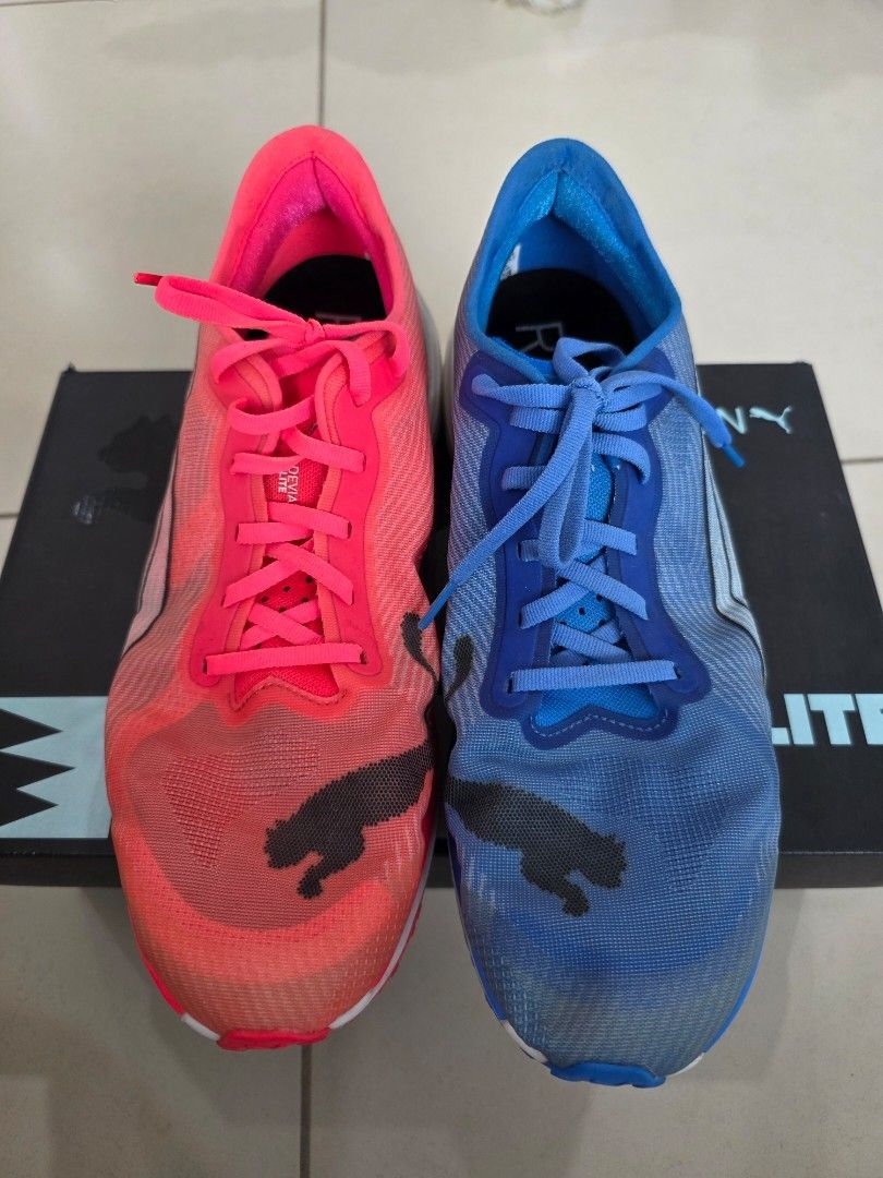 Puma Deviate Nitro Elite 2 Running Shoes (Category: Sneakers) located in Pasig City. Submitted by aileen604 (Listing ID 1420362874, Image 1). Description: - Puma Deviate Nitro Elite 2 running shoes - Size: 11.5 US / 45 EUR / 29.5 CM - Color: Blue and Pink - Includes original box - Features Puma logo - Specifically designed for running.