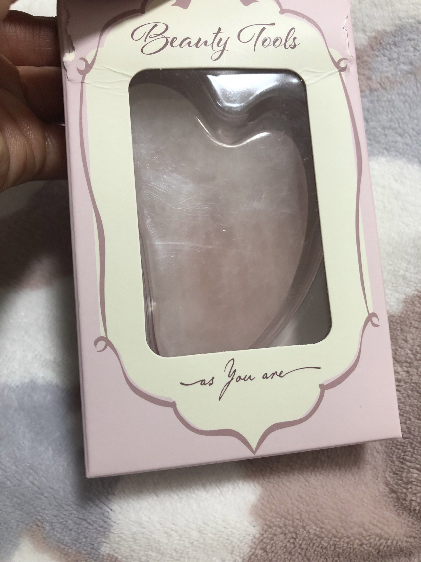 Rose Quartz Gua Sha (Category: Face Care) located in Cabuyao City. Submitted by wakahatana (Listing ID 1420501157, Image 1). Description: - Rose quartz gua sha tool - For facial and body massage - Comes with original packaging - Includes instructions for use - Made in China.